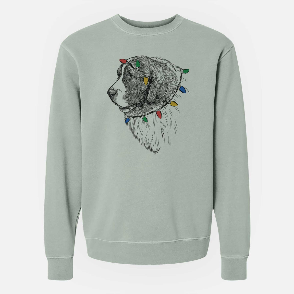 Christmas Lights Magnus the Pyrenean Mastiff - Unisex Pigment Dyed Crew Sweatshirt