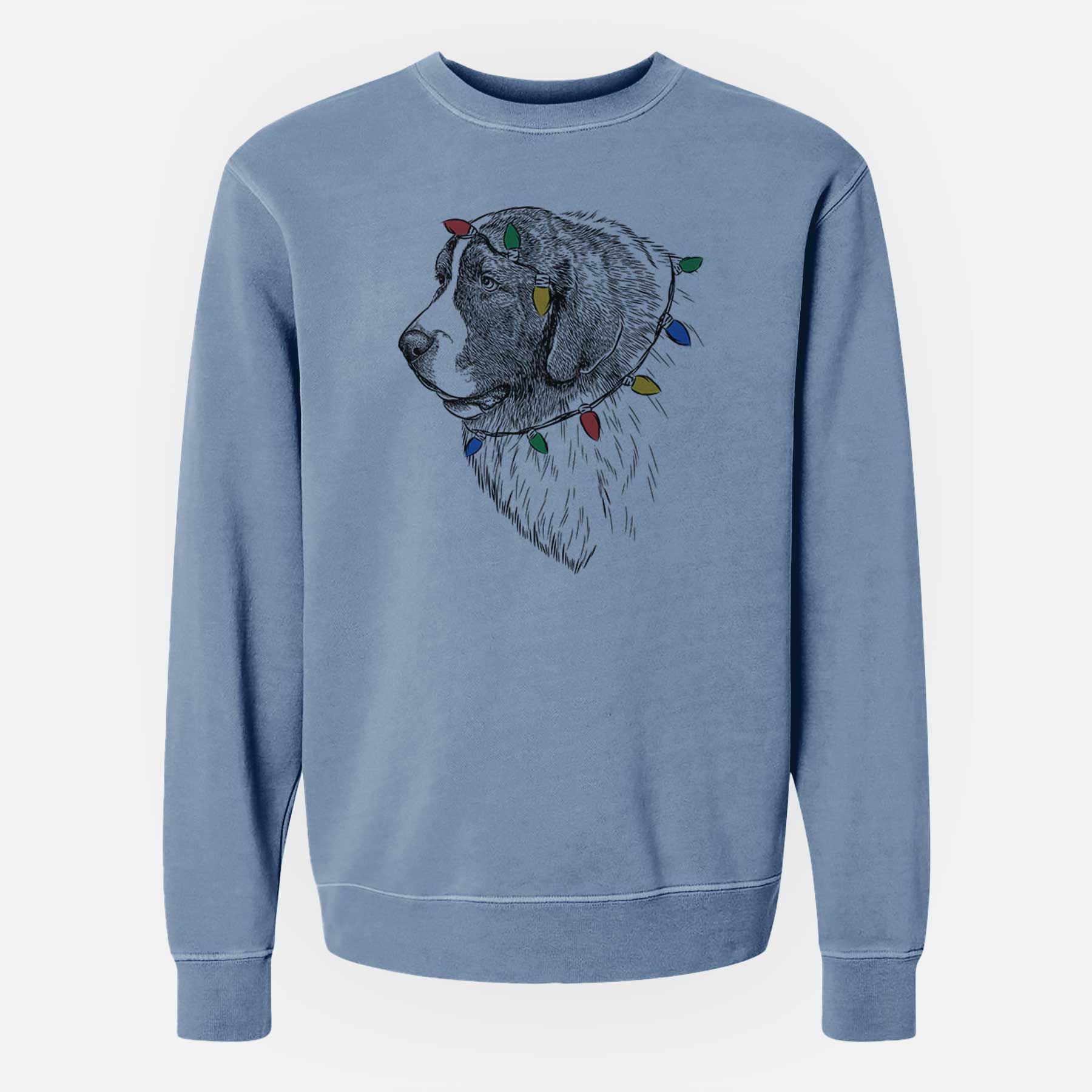 Christmas Lights Magnus the Pyrenean Mastiff - Unisex Pigment Dyed Crew Sweatshirt