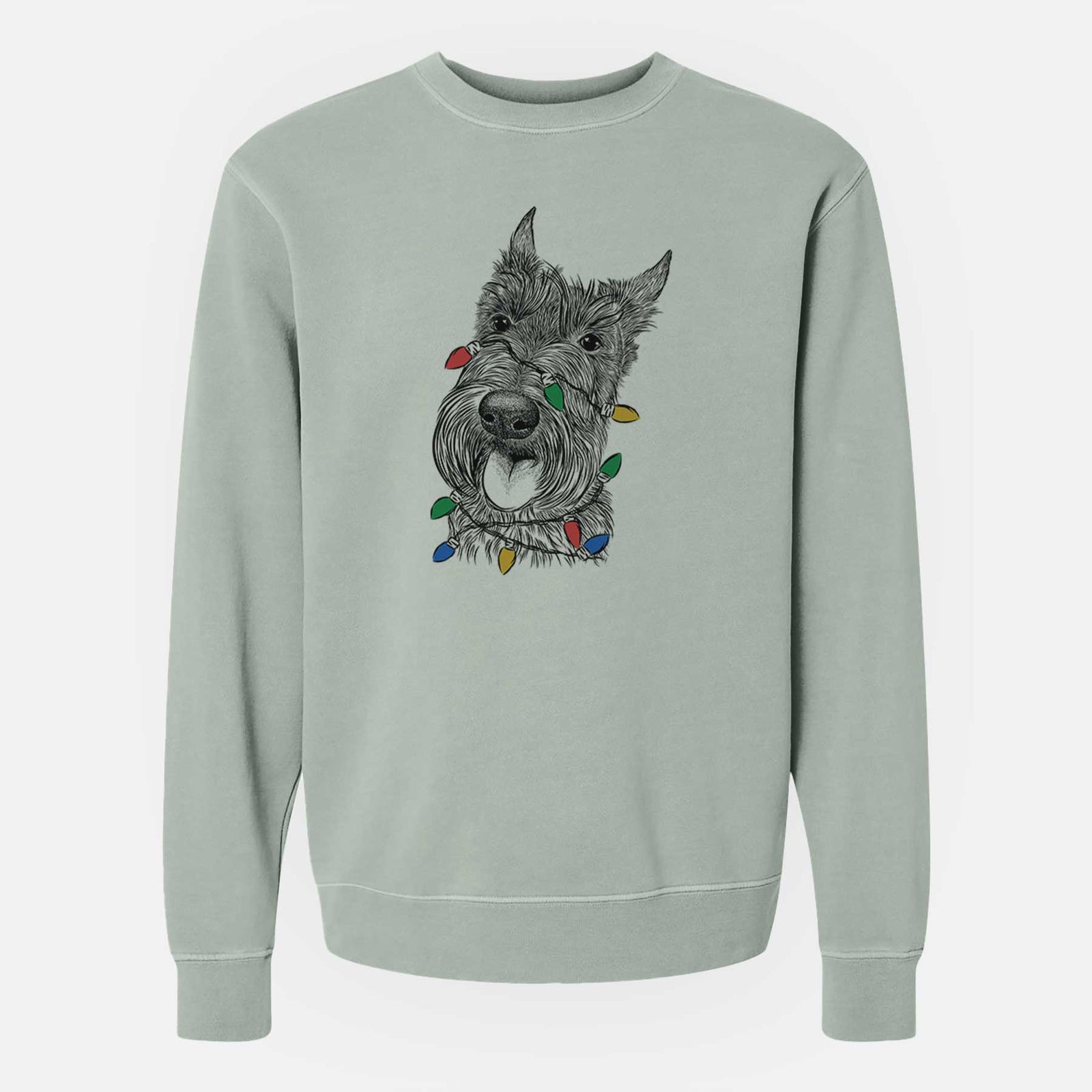 Christmas Lights Magnus the Scottish Terrier - Unisex Pigment Dyed Crew Sweatshirt