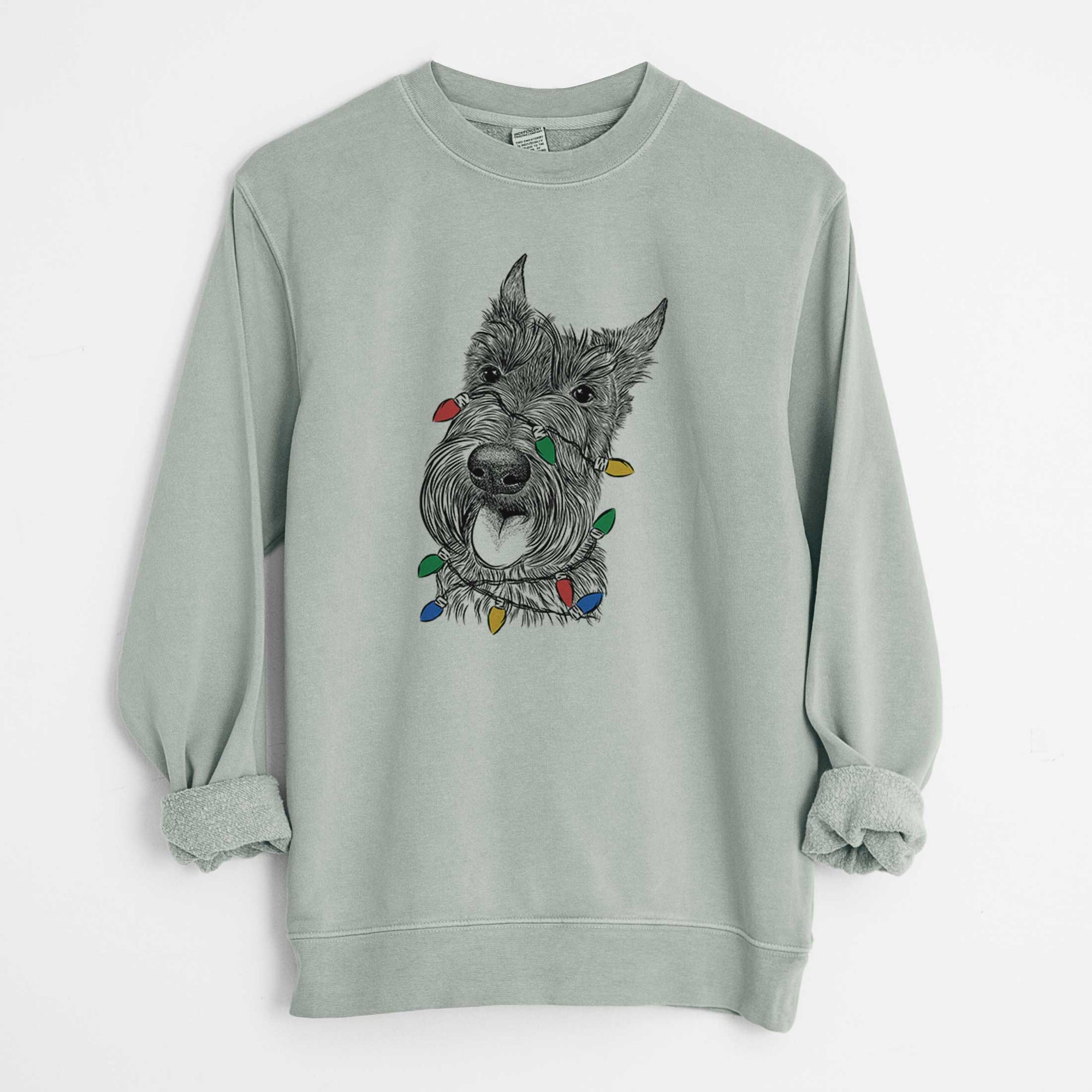Christmas Lights Magnus the Scottish Terrier - Unisex Pigment Dyed Crew Sweatshirt
