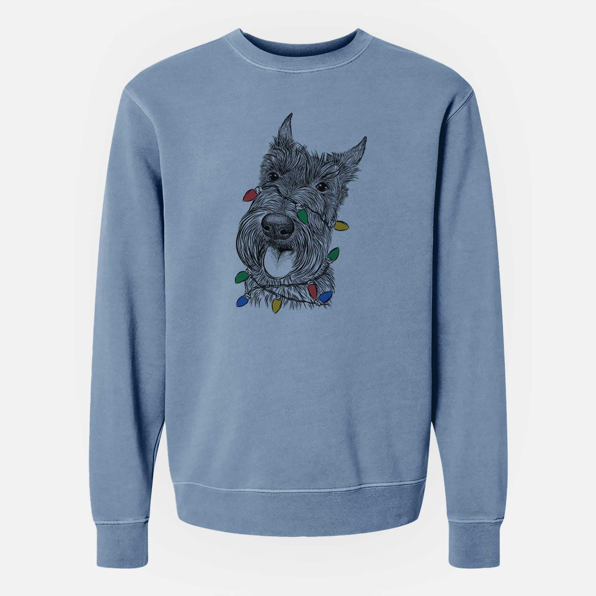 Christmas Lights Magnus the Scottish Terrier - Unisex Pigment Dyed Crew Sweatshirt
