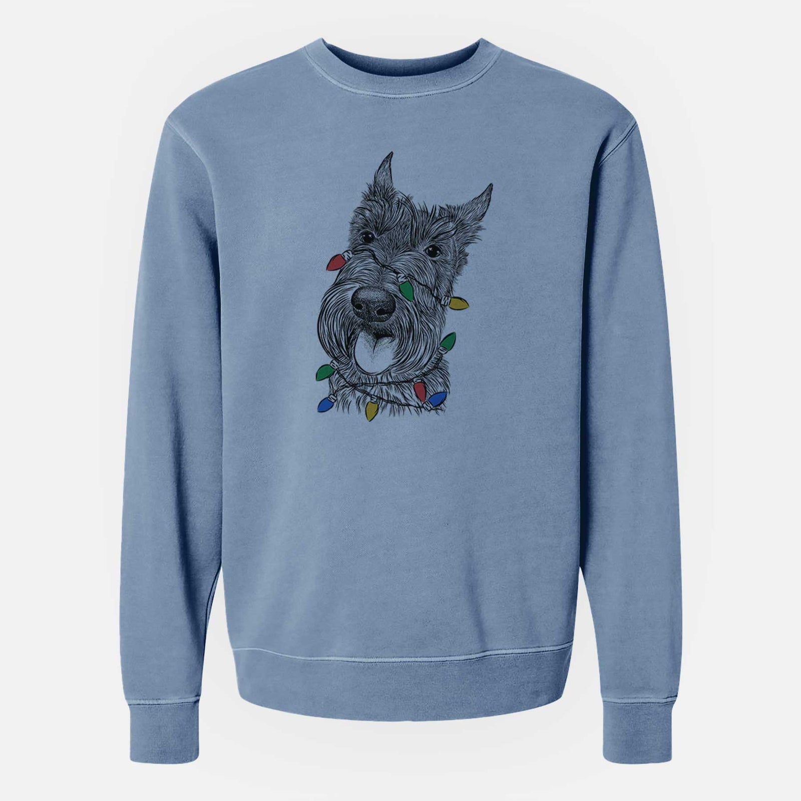Christmas Lights Magnus the Scottish Terrier - Unisex Pigment Dyed Crew Sweatshirt