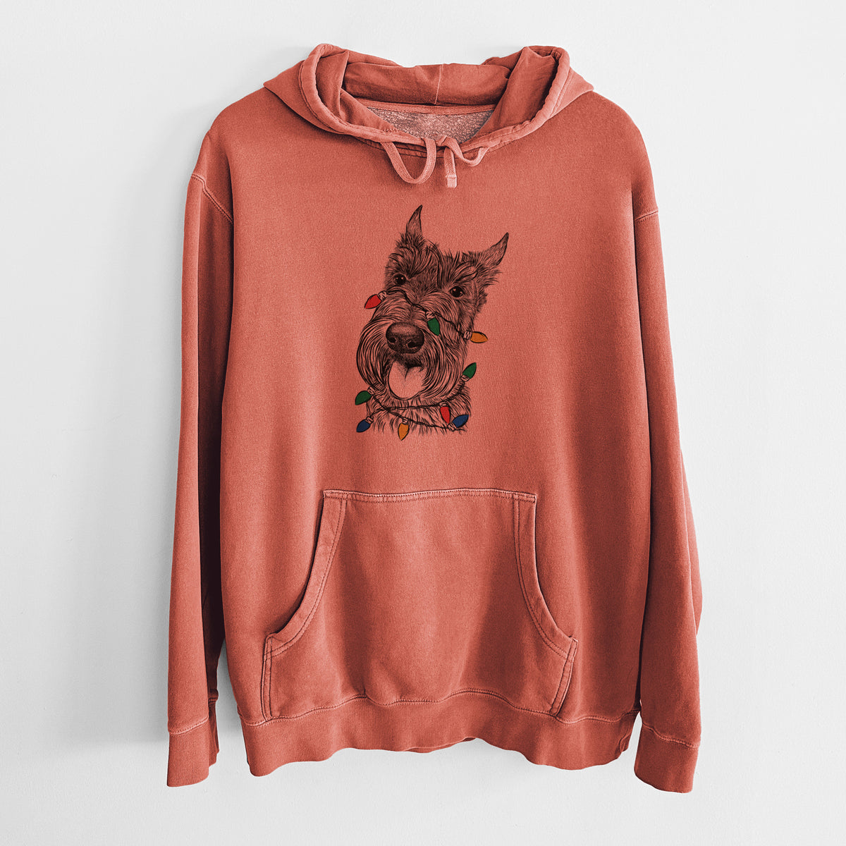Christmas Lights Magnus the Scottish Terrier - Unisex Pigment Dyed Hoodie