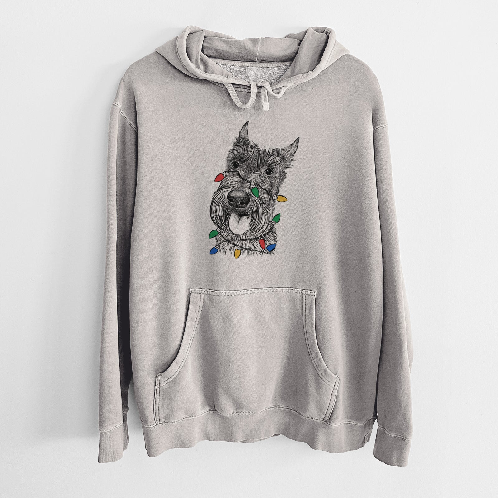 Christmas Lights Magnus the Scottish Terrier - Unisex Pigment Dyed Hoodie