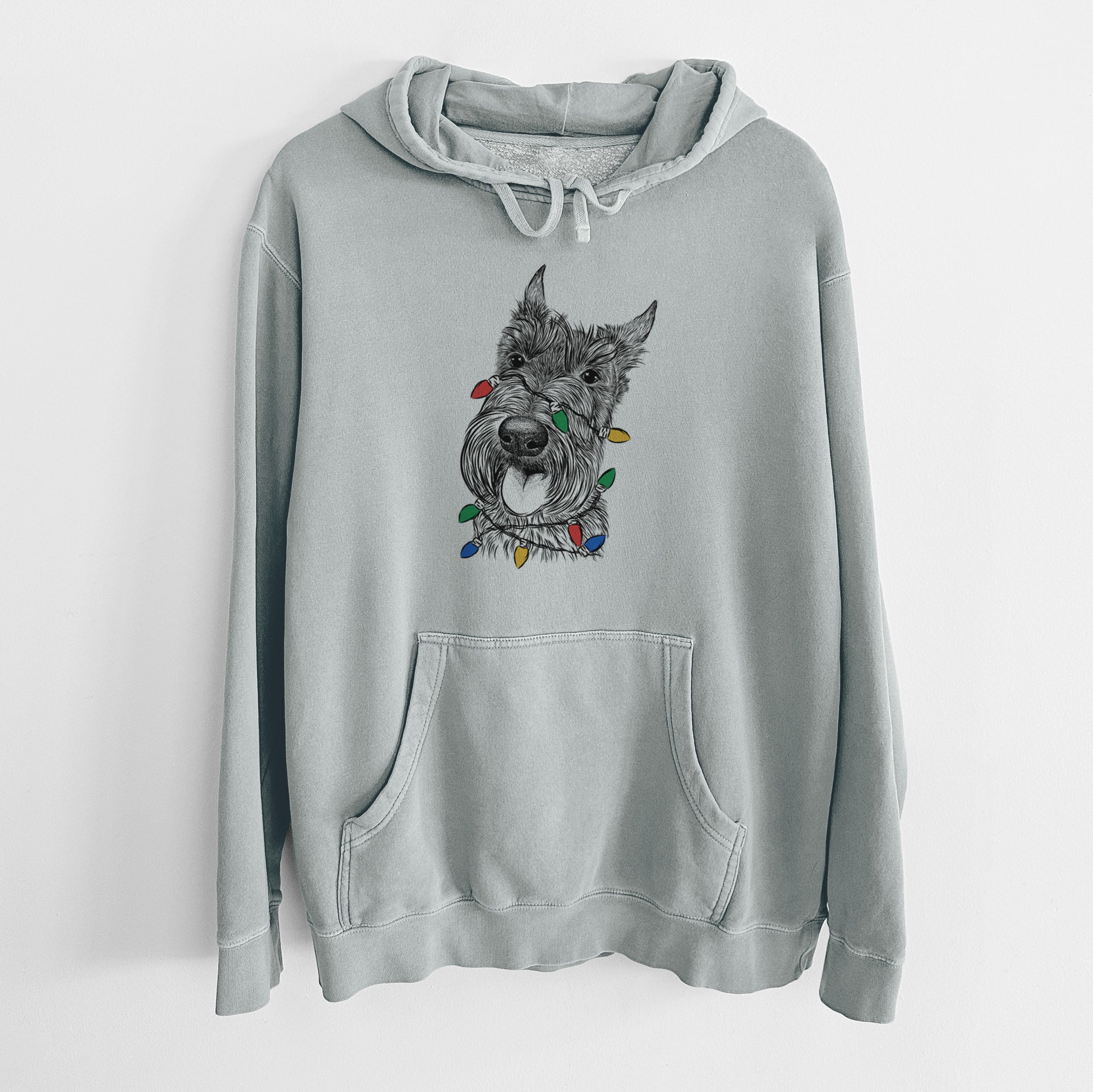 Christmas Lights Magnus the Scottish Terrier - Unisex Pigment Dyed Hoodie