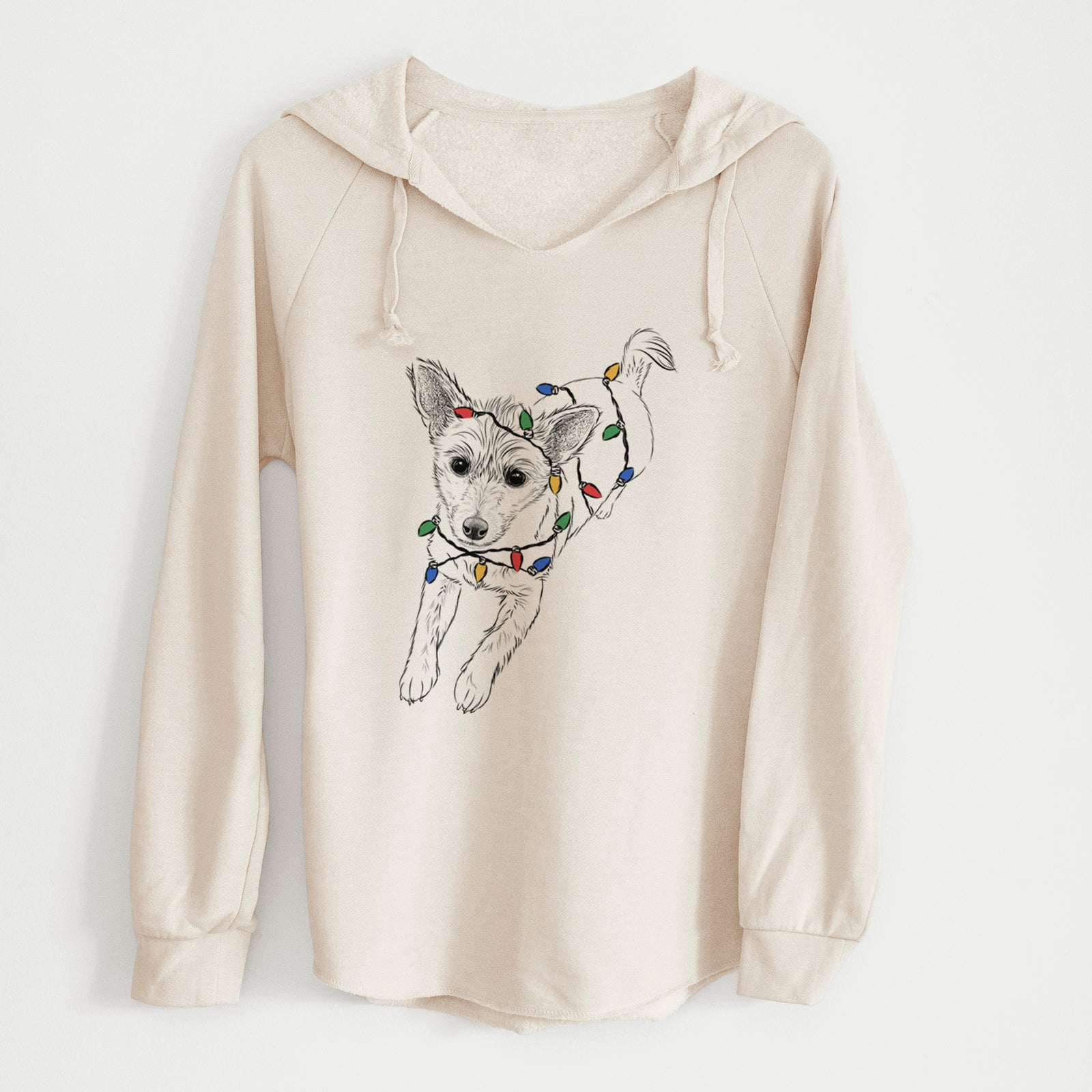 Christmas Lights Maisie the Terrier Mix - Cali Wave Hooded Sweatshirt
