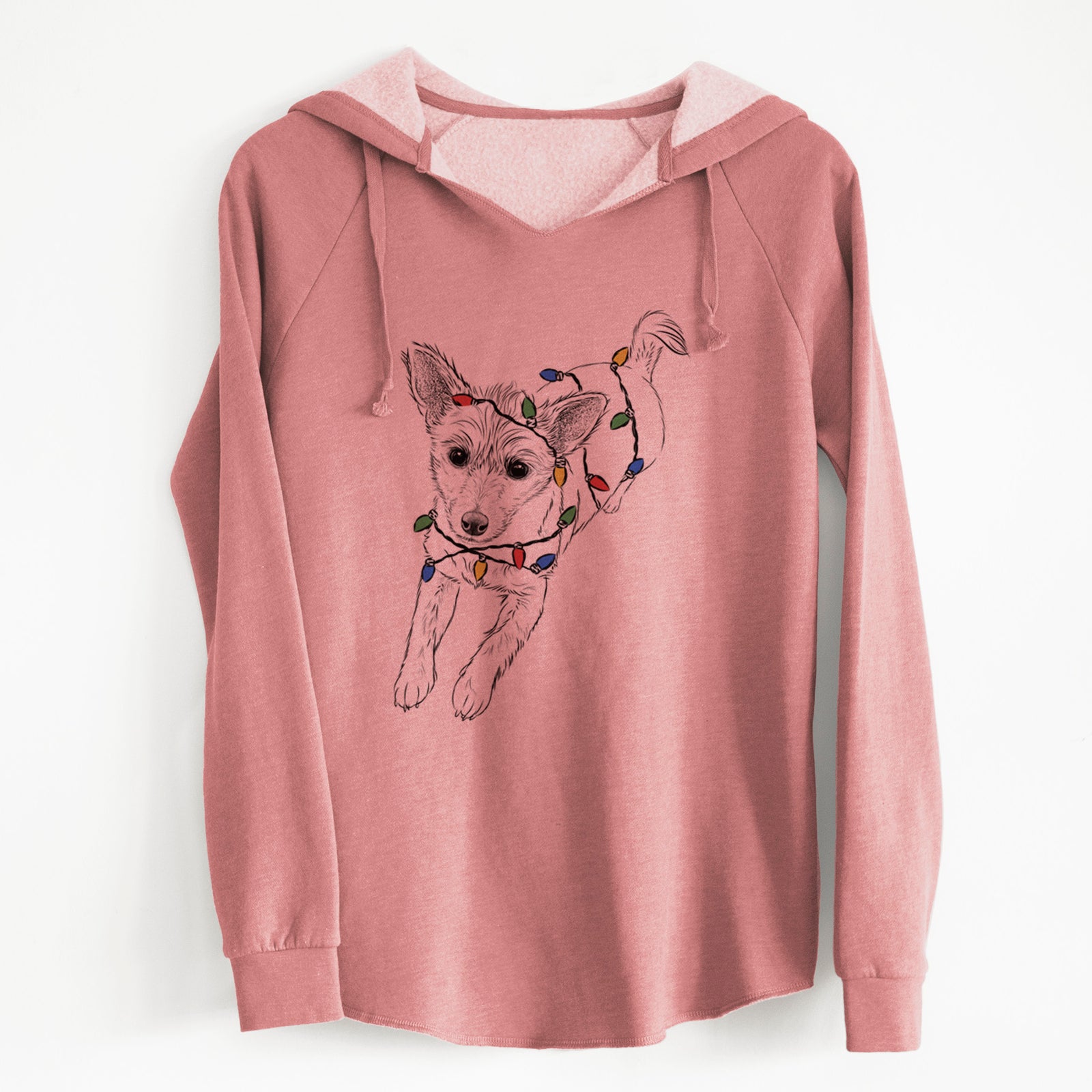 Christmas Lights Maisie the Terrier Mix - Cali Wave Hooded Sweatshirt