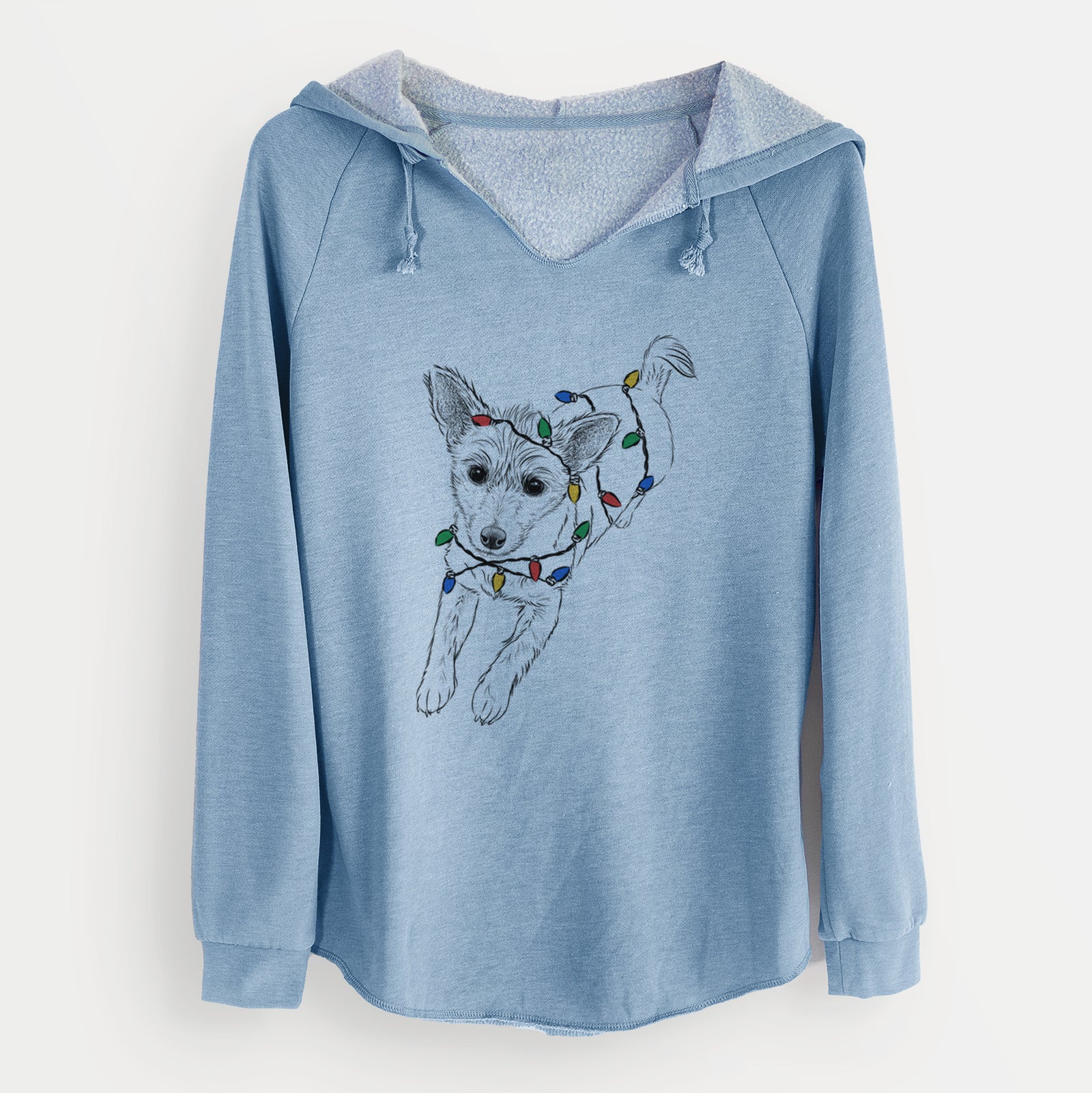 Christmas Lights Maisie the Terrier Mix - Cali Wave Hooded Sweatshirt