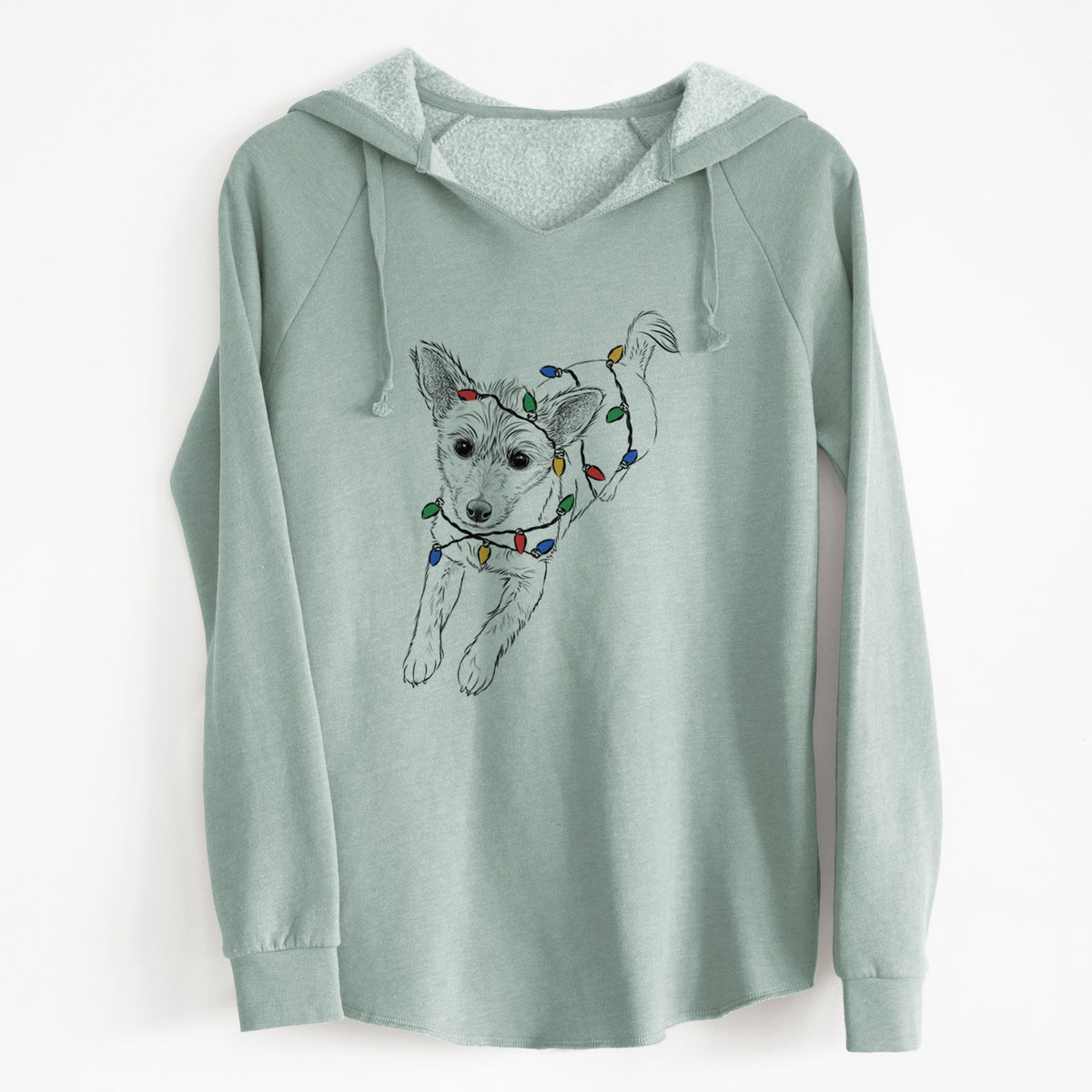 Christmas Lights Maisie the Terrier Mix - Cali Wave Hooded Sweatshirt