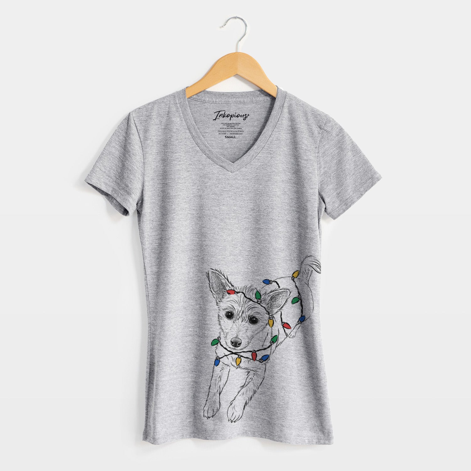 Christmas Lights Maisie the Terrier Mix - Women's Perfect V-neck Shirt