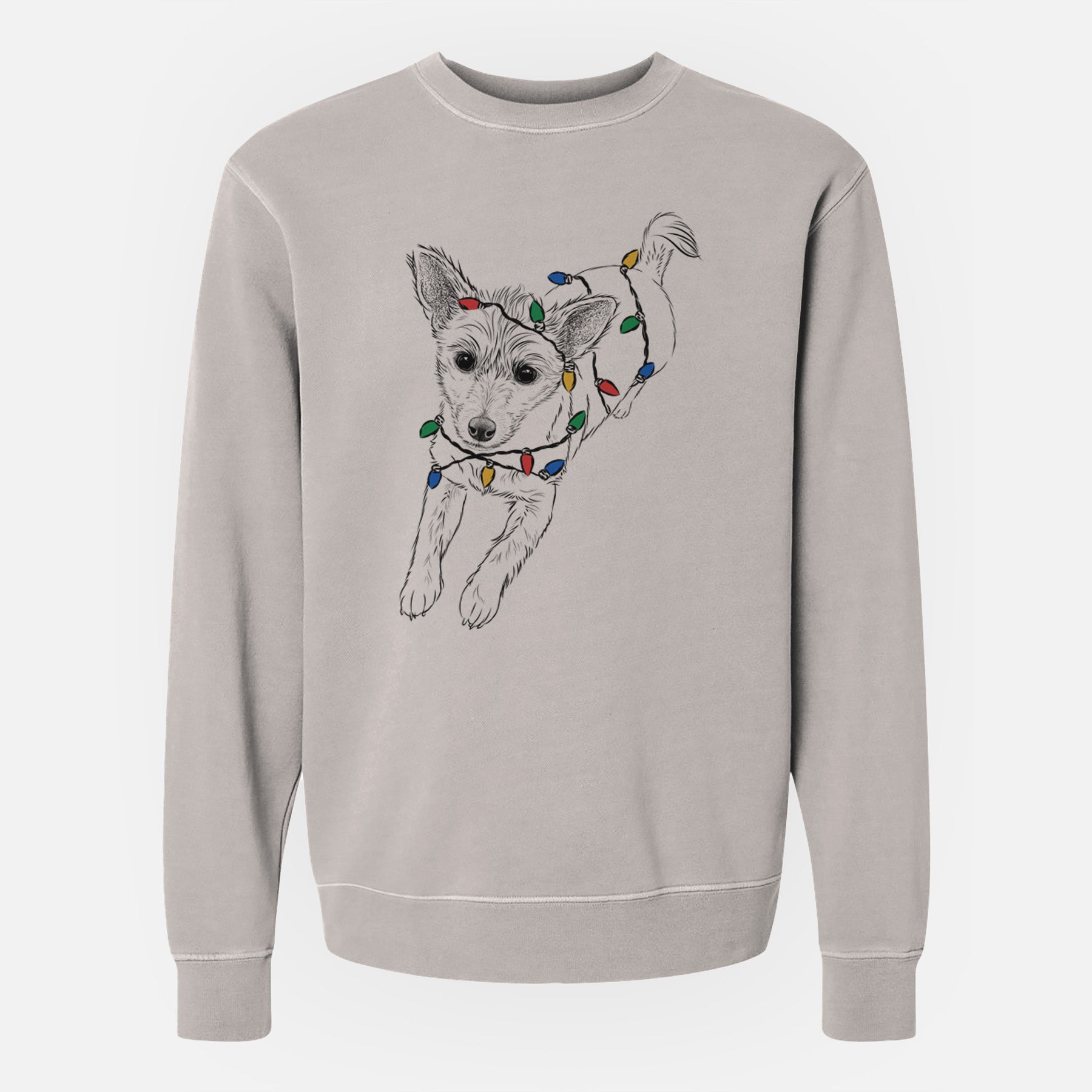 Christmas Lights Maisie the Terrier Mix - Unisex Pigment Dyed Crew Sweatshirt