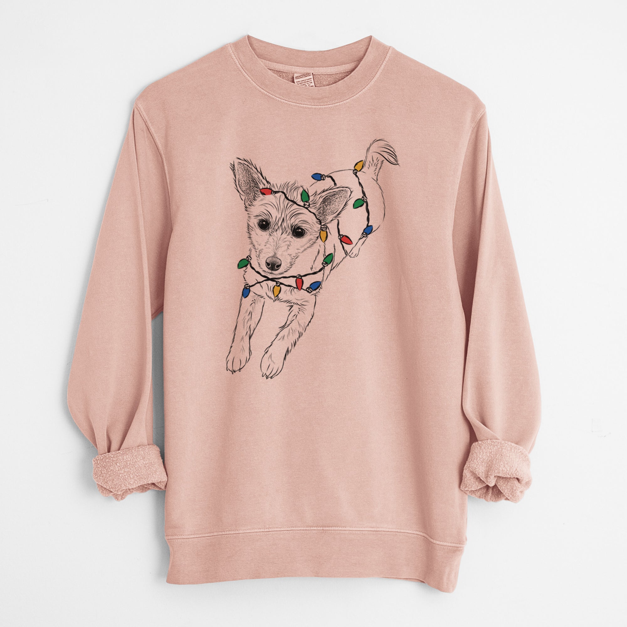 Christmas Lights Maisie the Terrier Mix - Unisex Pigment Dyed Crew Sweatshirt