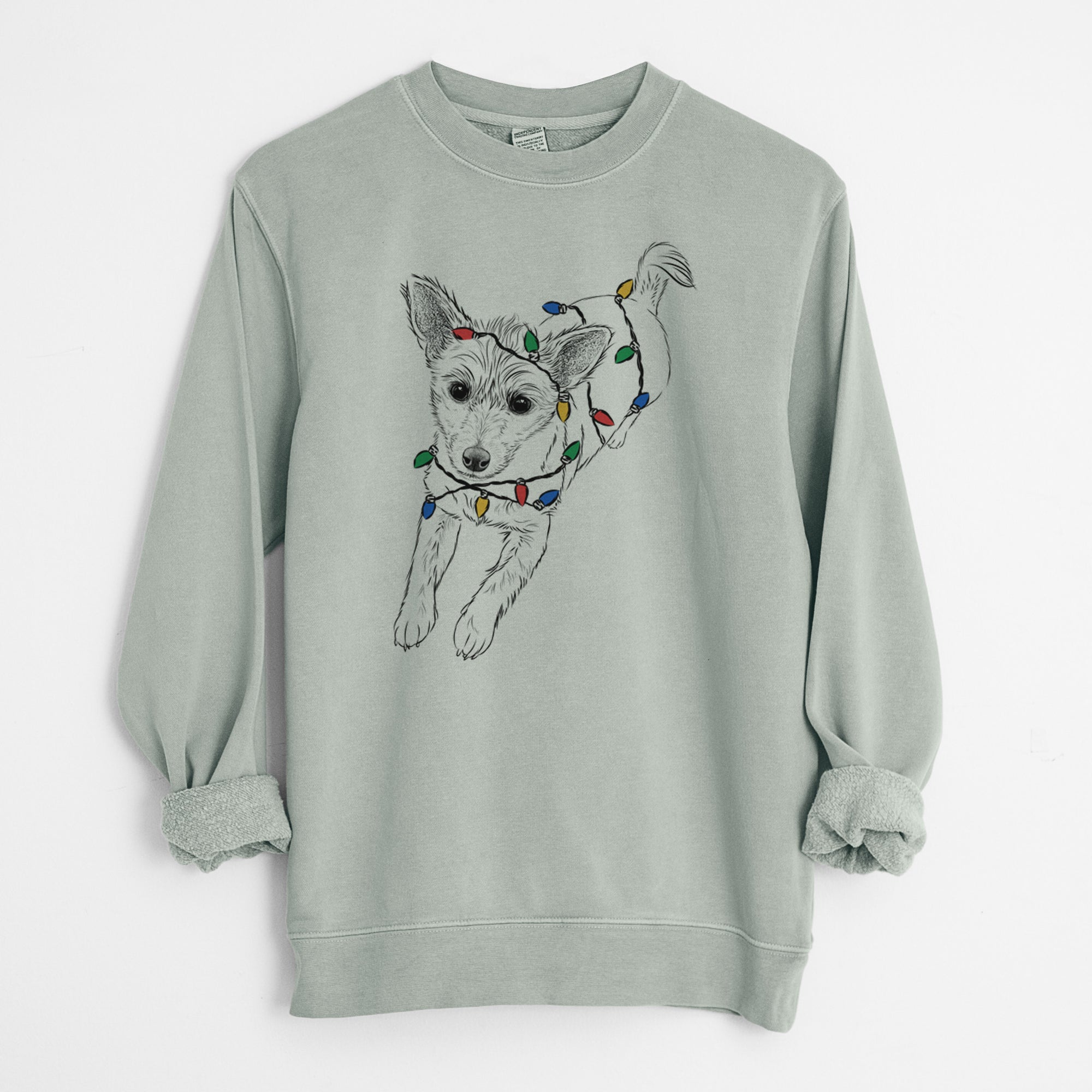 Christmas Lights Maisie the Terrier Mix - Unisex Pigment Dyed Crew Sweatshirt