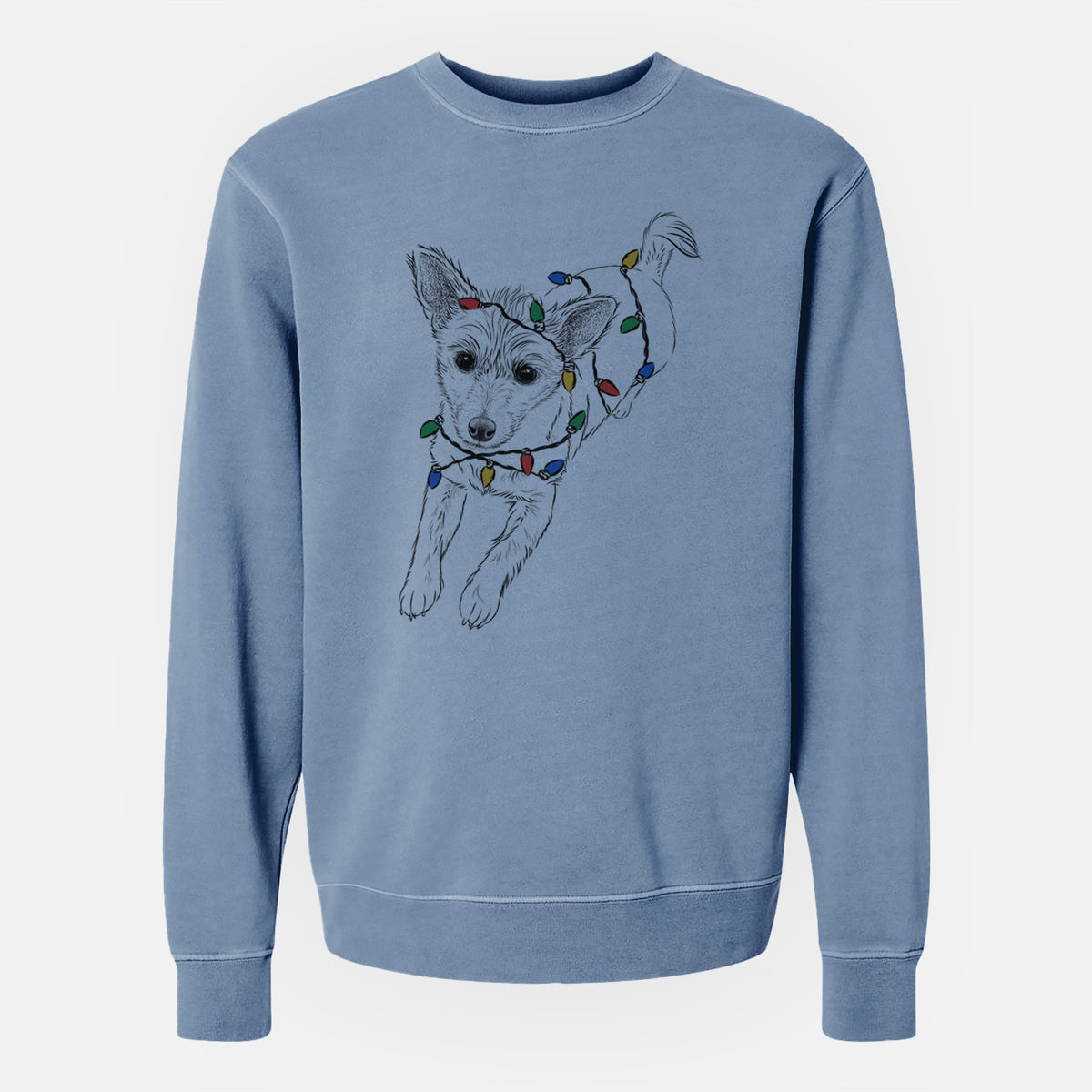 Christmas Lights Maisie the Terrier Mix - Unisex Pigment Dyed Crew Sweatshirt