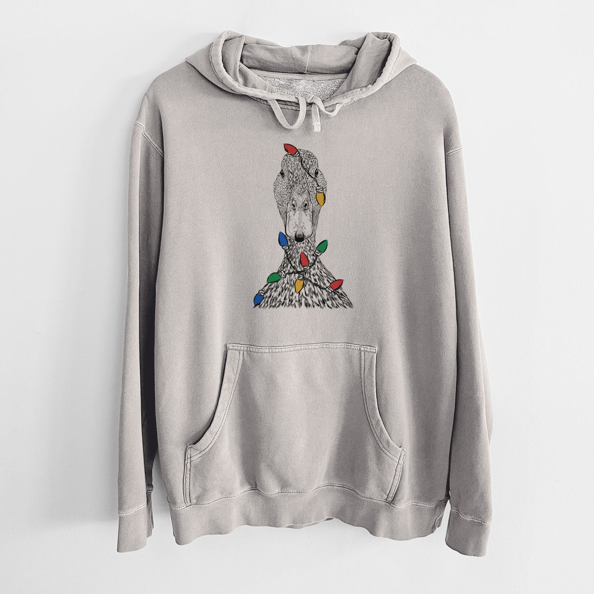 Christmas Lights Marge the Mallard Duck - Unisex Pigment Dyed Hoodie
