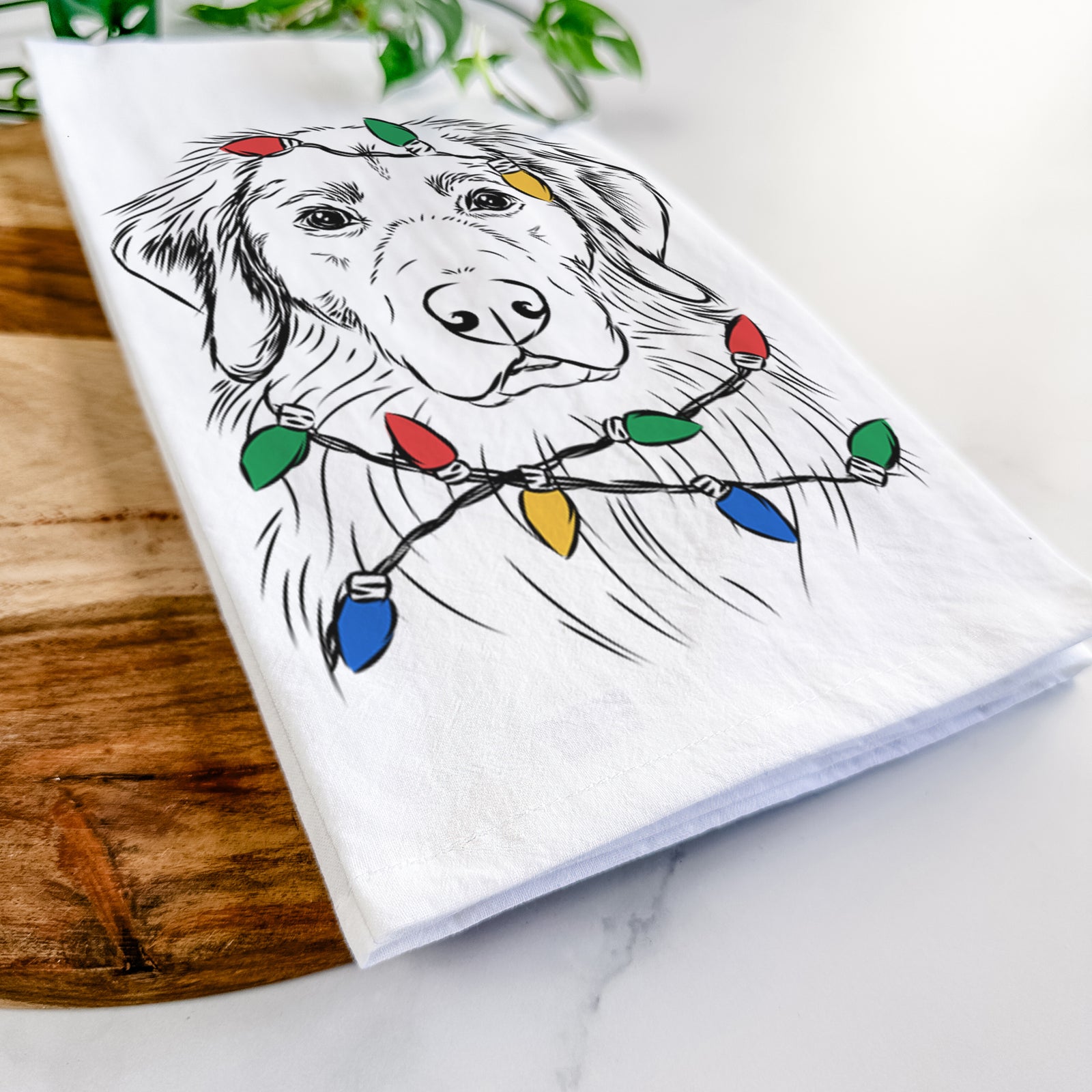 Marley the Golden Retriever Tea Towel