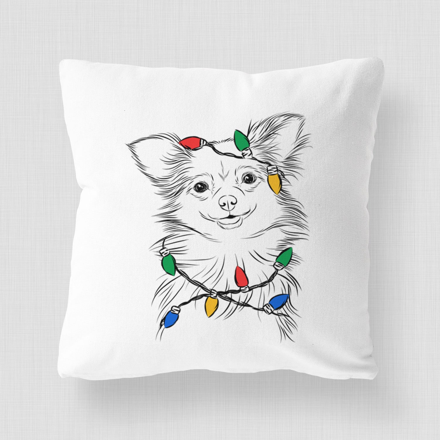Marzi the Long Haired Chihuahua - Throw Pillow Cover