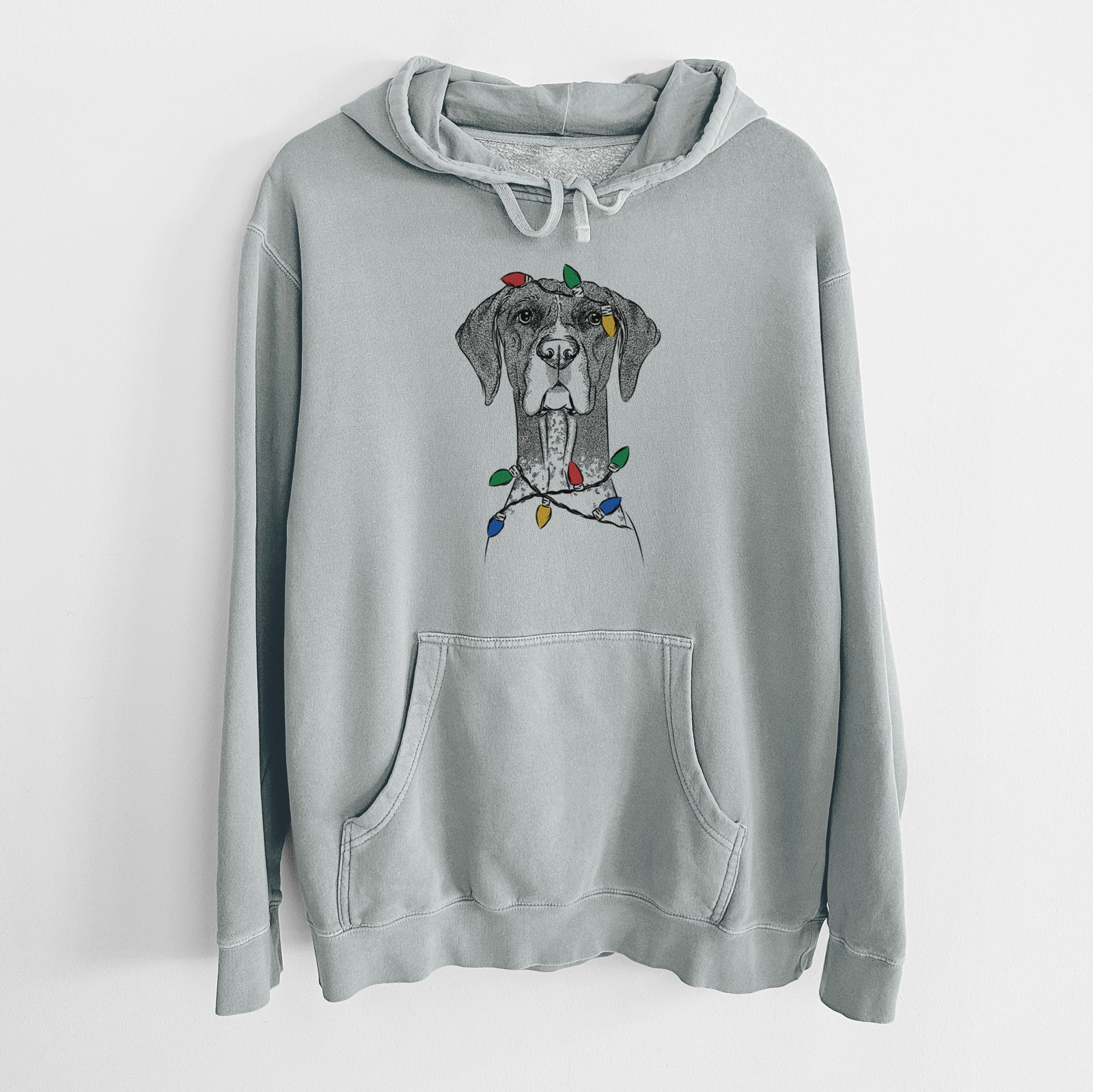Christmas Lights Mattis the German Shorthaired Pointer - Unisex Pigment Dyed Hoodie
