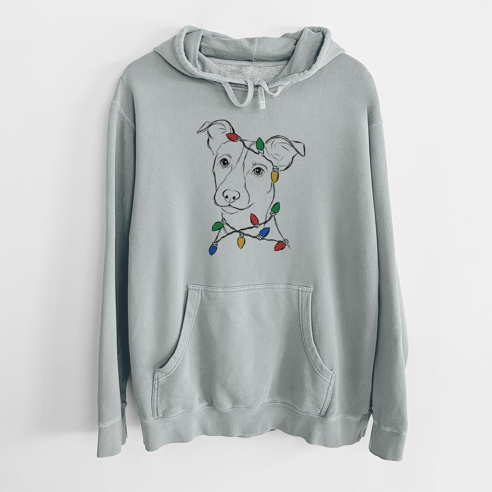 Christmas Lights Max the Jack Russell Terrier - Unisex Pigment Dyed Hoodie