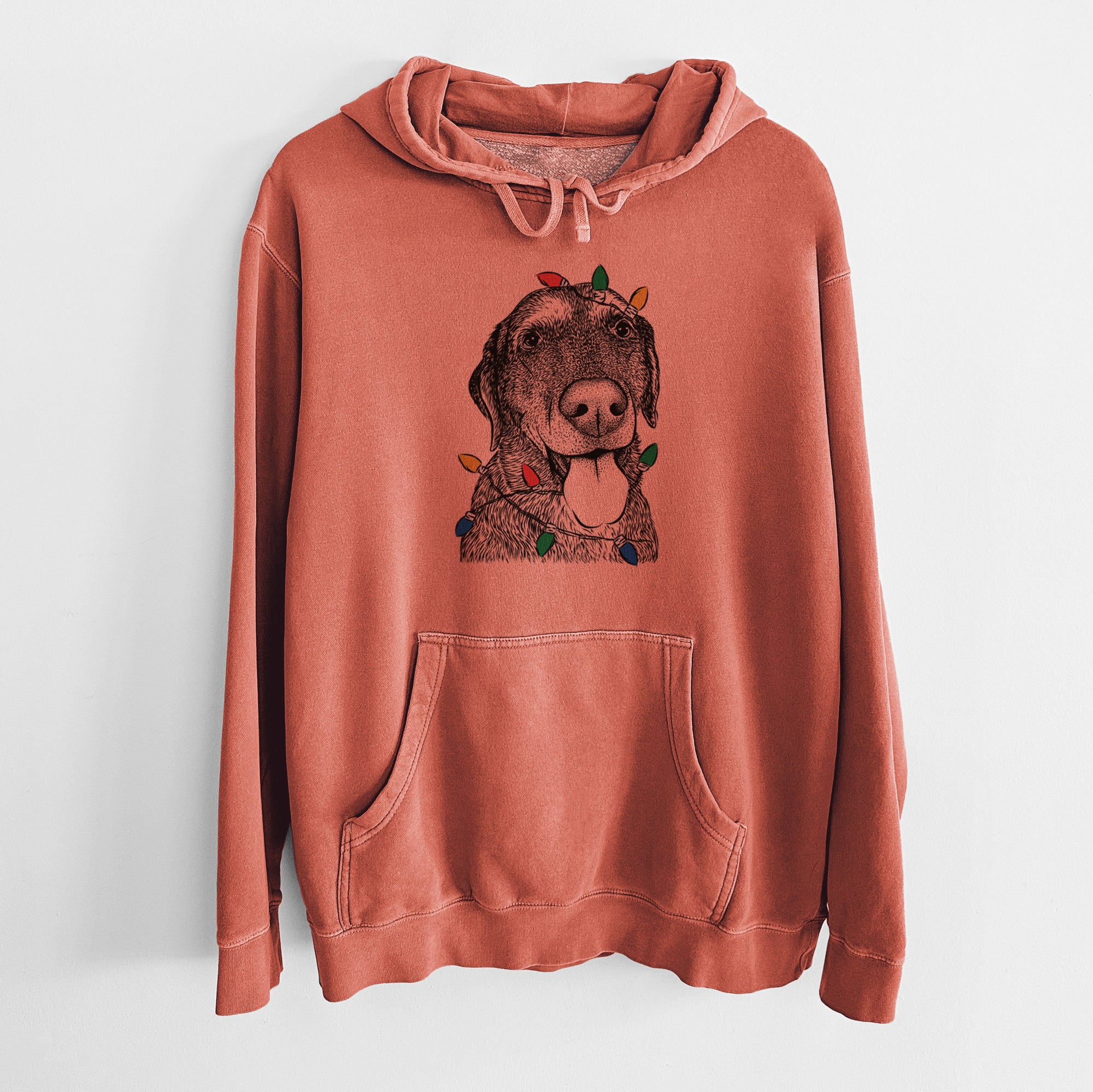 Christmas Lights Max the Labrador Retriever - Unisex Pigment Dyed Hoodie