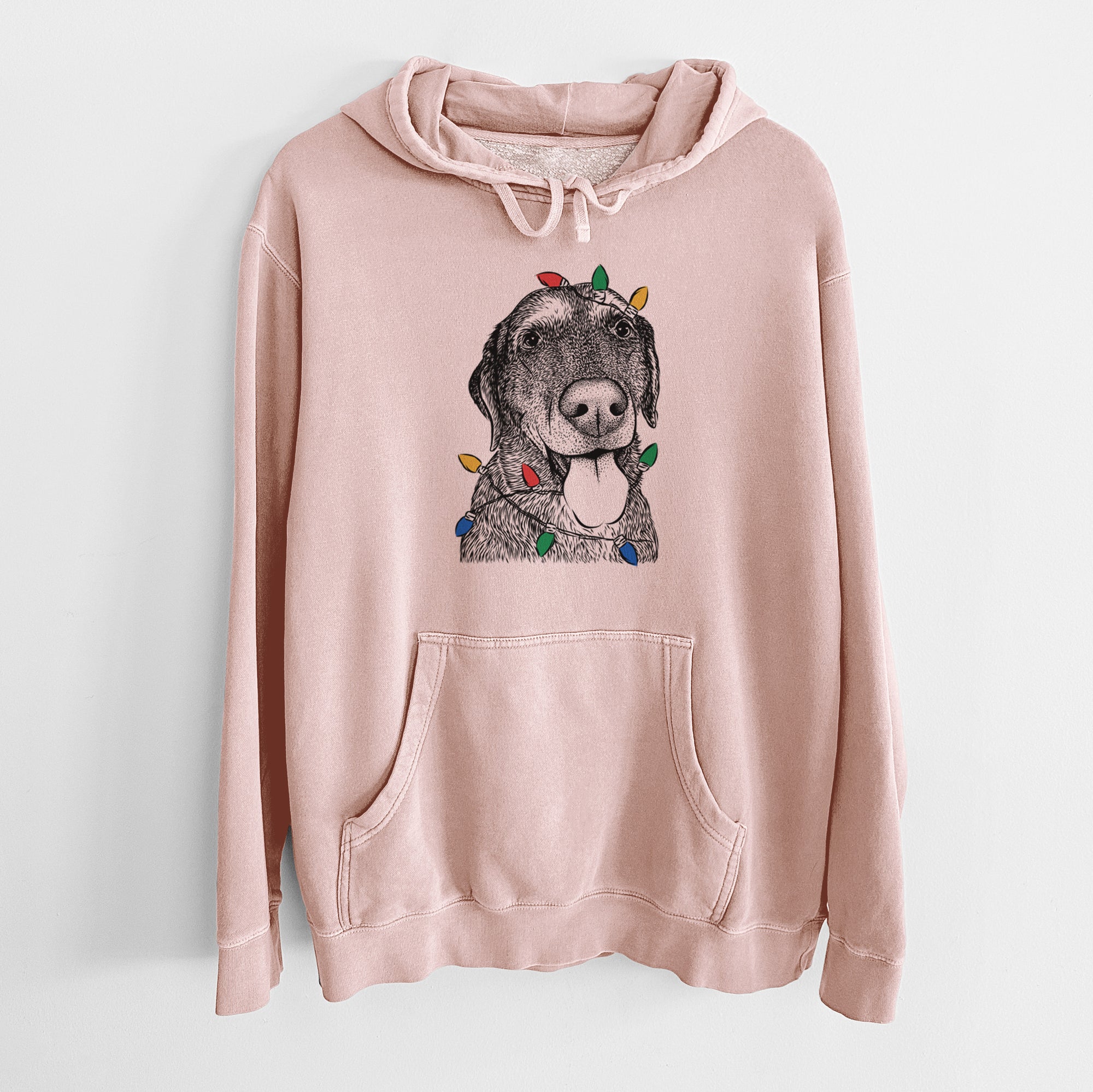 Christmas Lights Max the Labrador Retriever - Unisex Pigment Dyed Hoodie