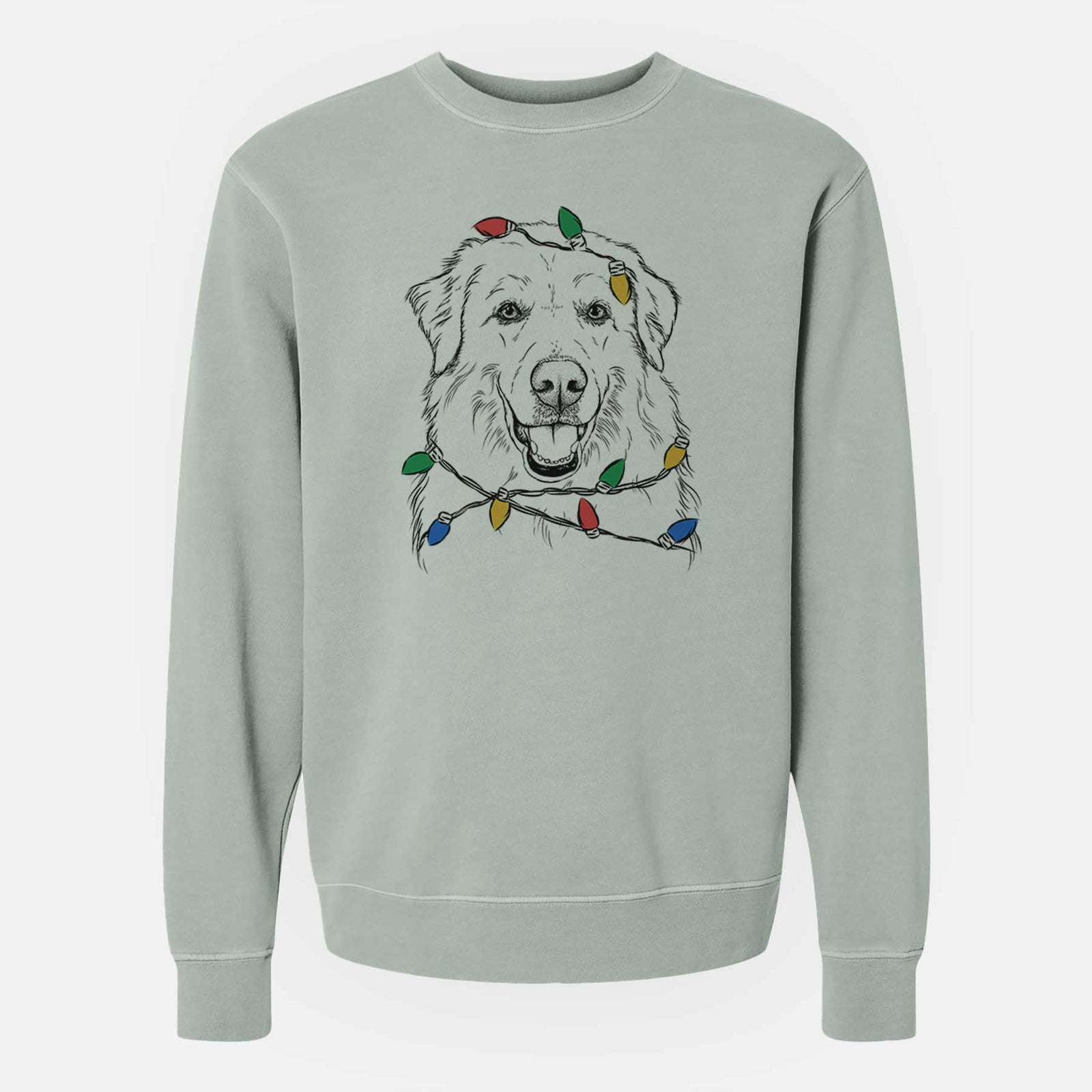 Christmas Lights Meg the Great Pyrenees - Unisex Pigment Dyed Crew Sweatshirt