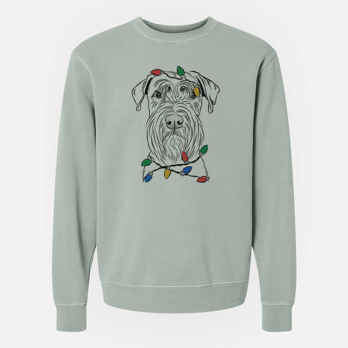 Christmas Lights Milton the Schnauzer - Unisex Pigment Dyed Crew Sweatshirt