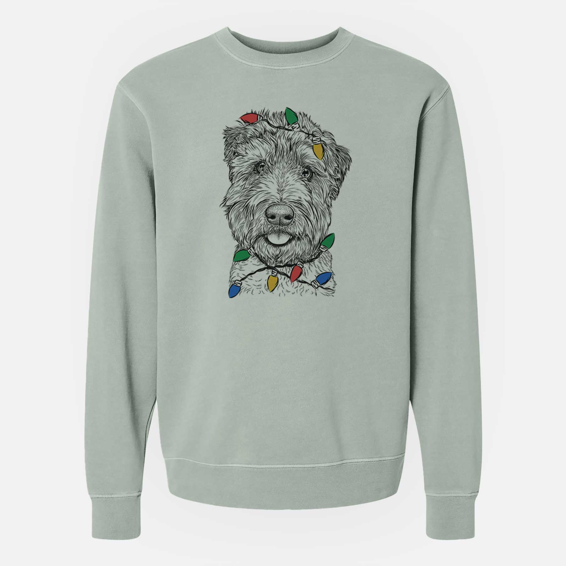 Christmas Lights Milton the Soft Coated Wheaten Terrier - Unisex Pigment Dyed Crew Sweatshirt