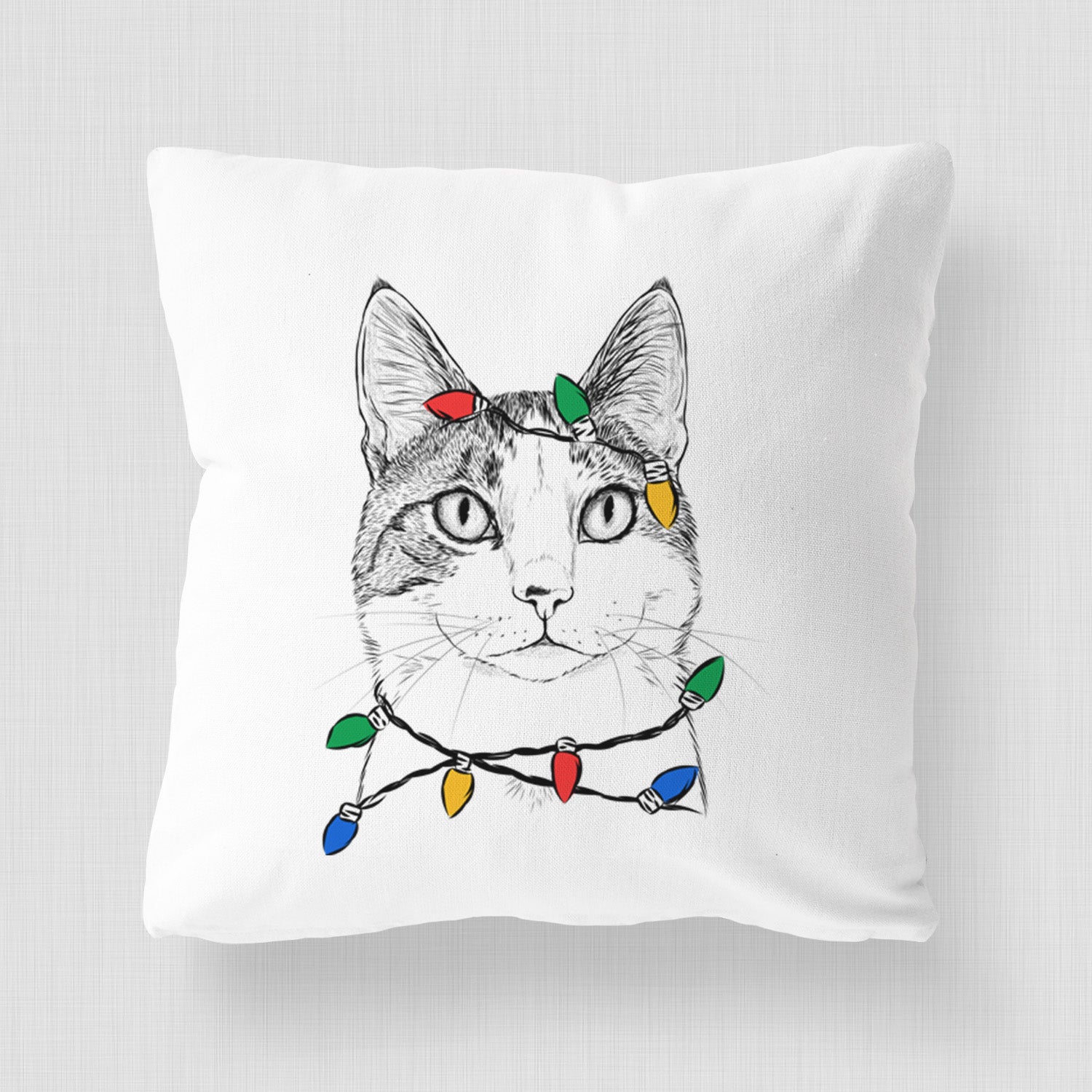 Mini Griffin the Domestic Shorthair Cat - Throw Pillow Cover