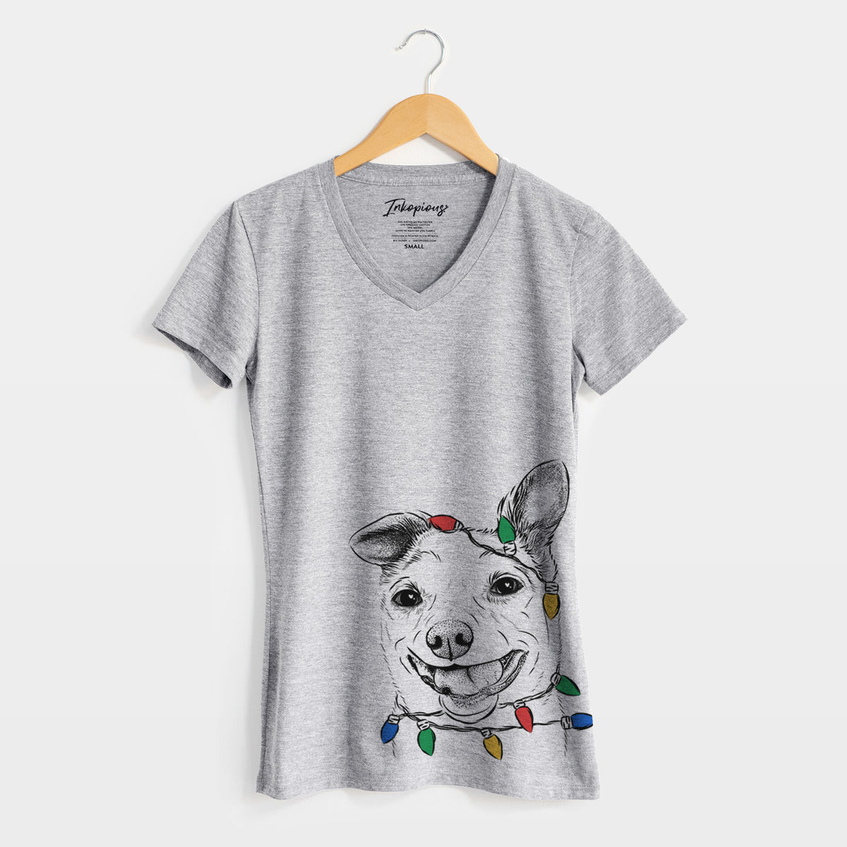 Christmas Lights Mortimer the Mixed Breed - Women's Perfect V-neck Shirt