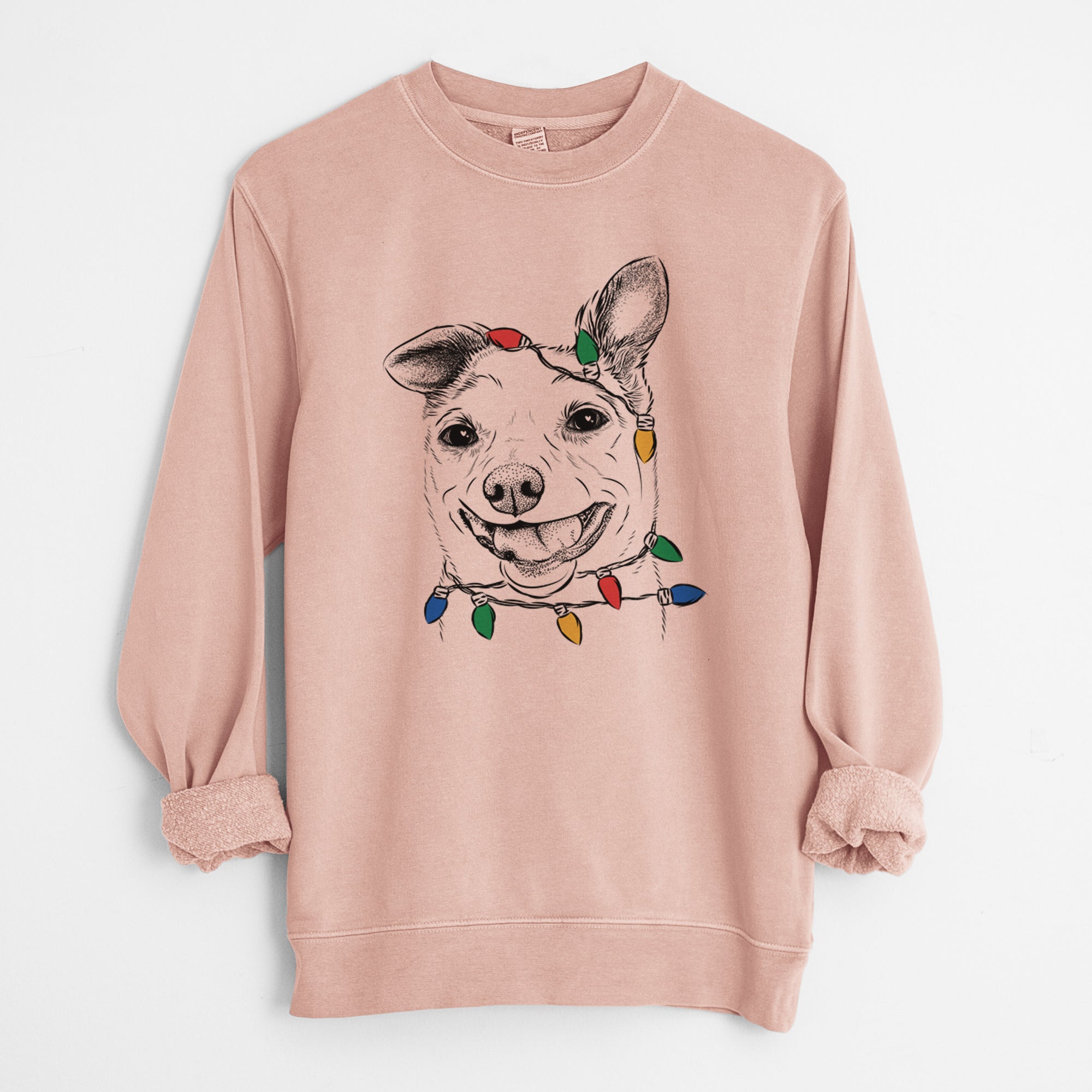 Christmas Lights Mortimer the Mixed Breed - Unisex Pigment Dyed Crew Sweatshirt