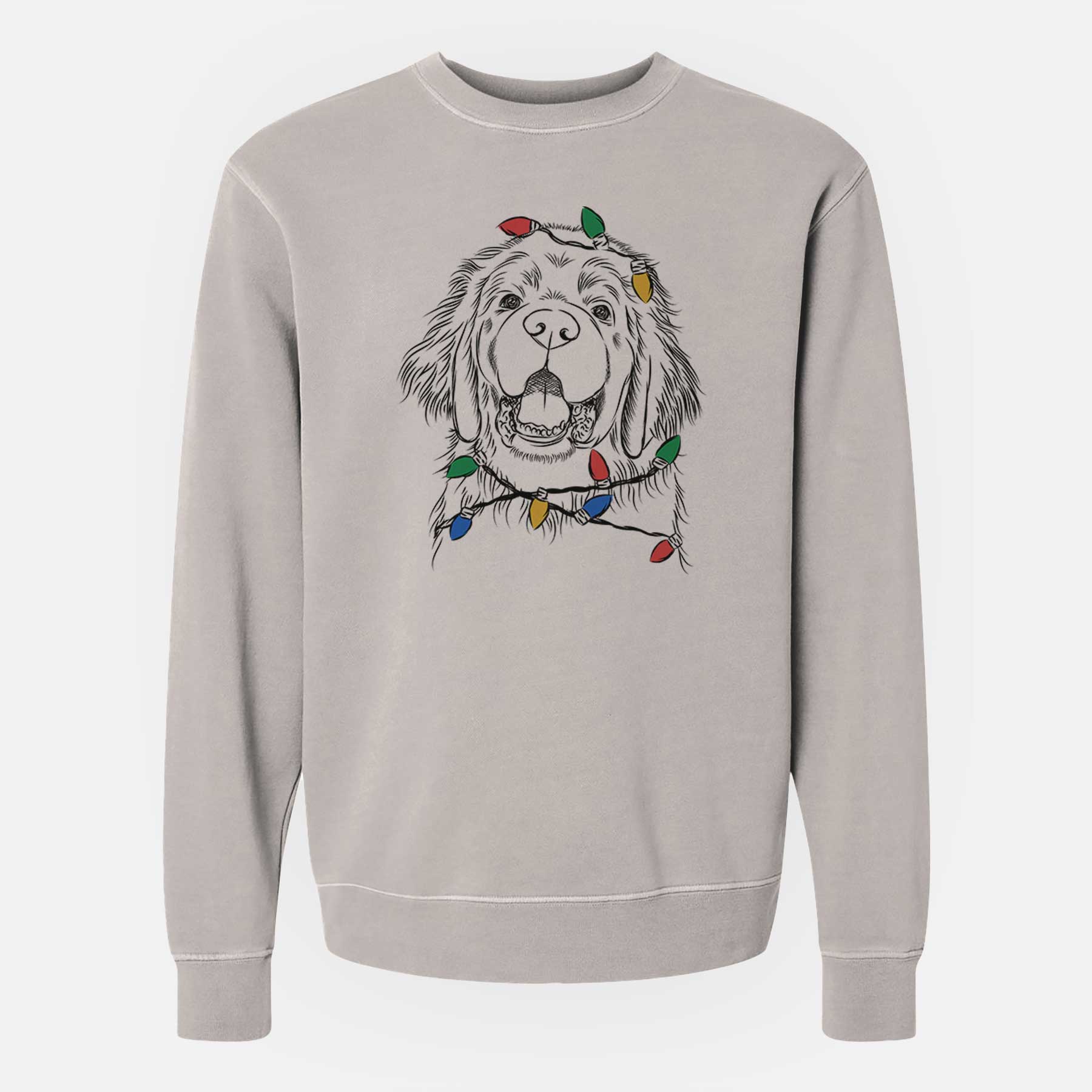 Christmas Lights Mozart the Newfoundland - Unisex Pigment Dyed Crew Sweatshirt