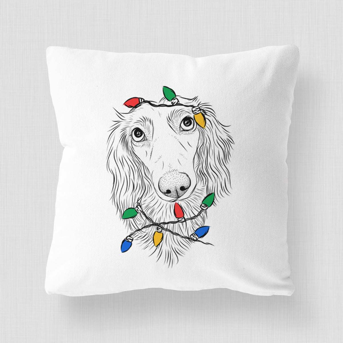 Mr. Rusty the Long Haired Dachshund - Throw Pillow Cover