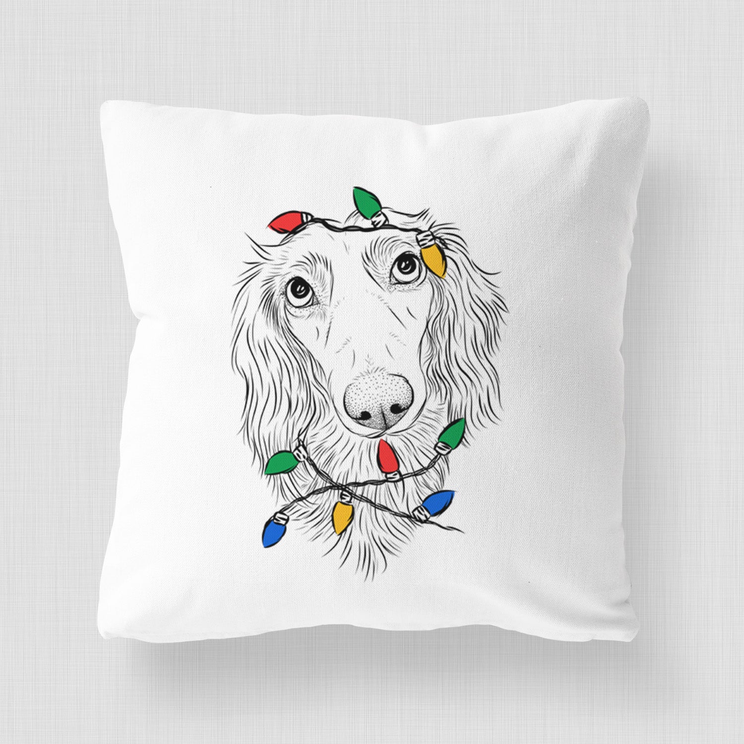 Mr. Rusty the Long Haired Dachshund - Throw Pillow Cover