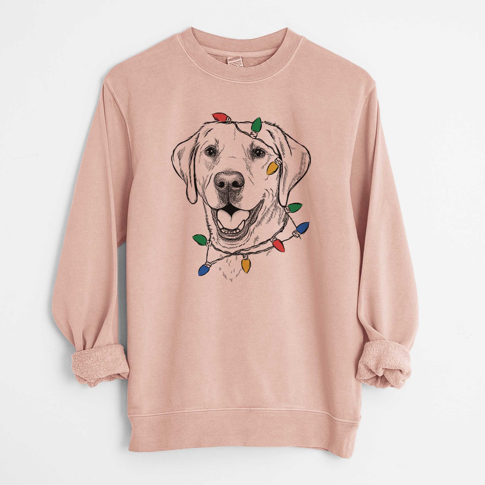 Christmas Lights Nate the Labrador Retriever - Unisex Pigment Dyed Crew Sweatshirt