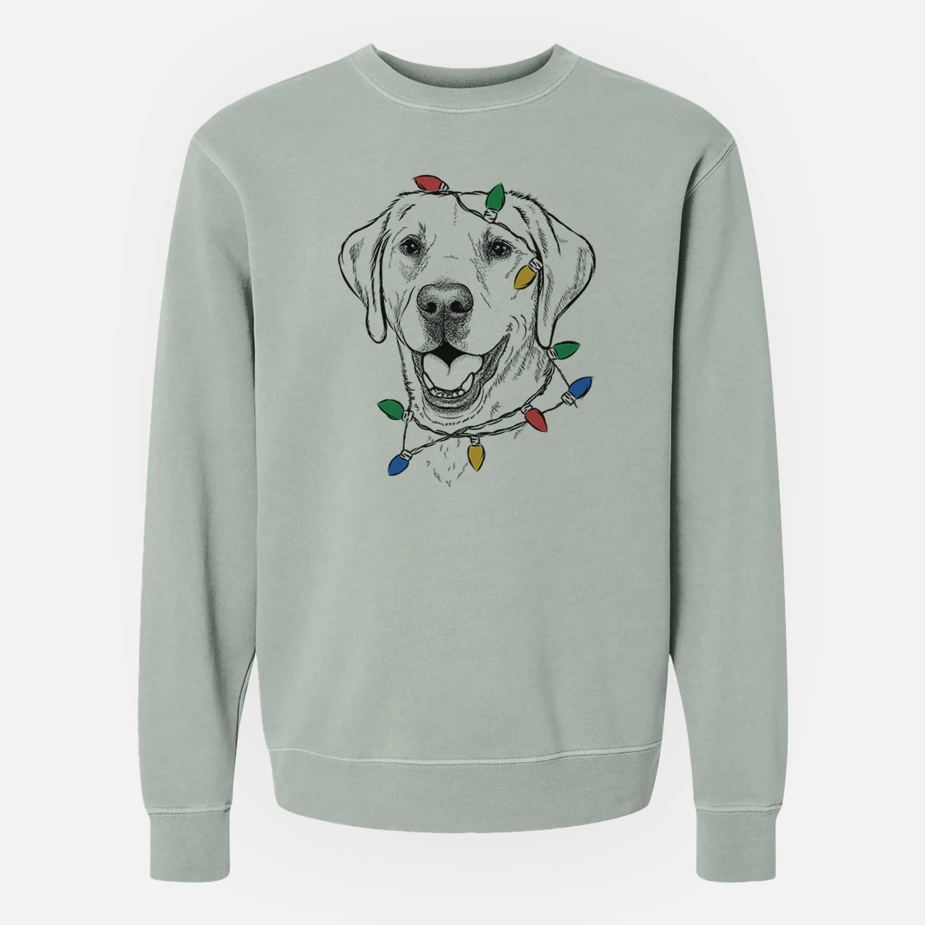 Christmas Lights Nate the Labrador Retriever - Unisex Pigment Dyed Crew Sweatshirt