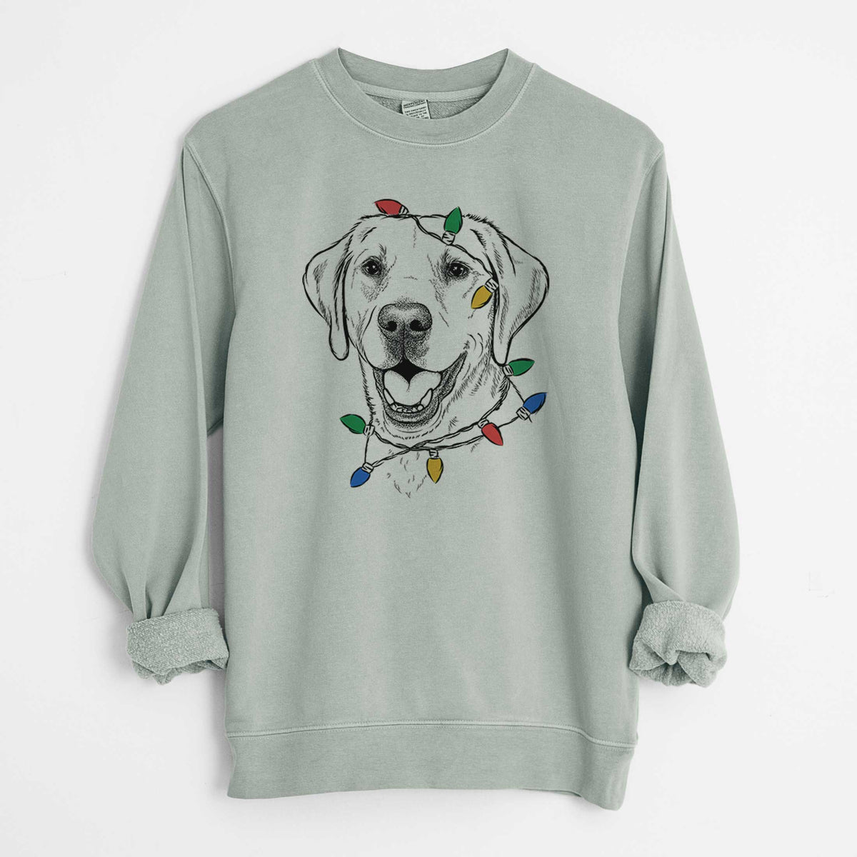 Christmas Lights Nate the Labrador Retriever - Unisex Pigment Dyed Crew Sweatshirt