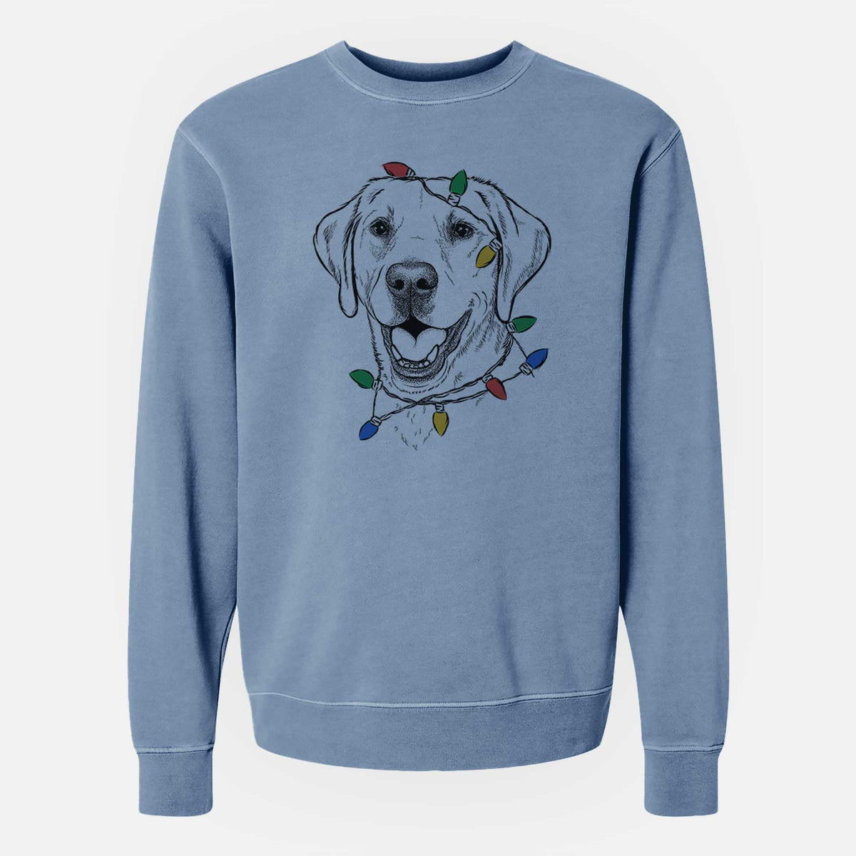 Christmas Lights Nate the Labrador Retriever - Unisex Pigment Dyed Crew Sweatshirt