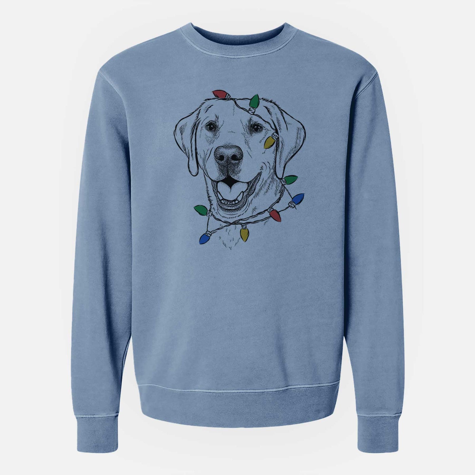 Christmas Lights Nate the Labrador Retriever - Unisex Pigment Dyed Crew Sweatshirt