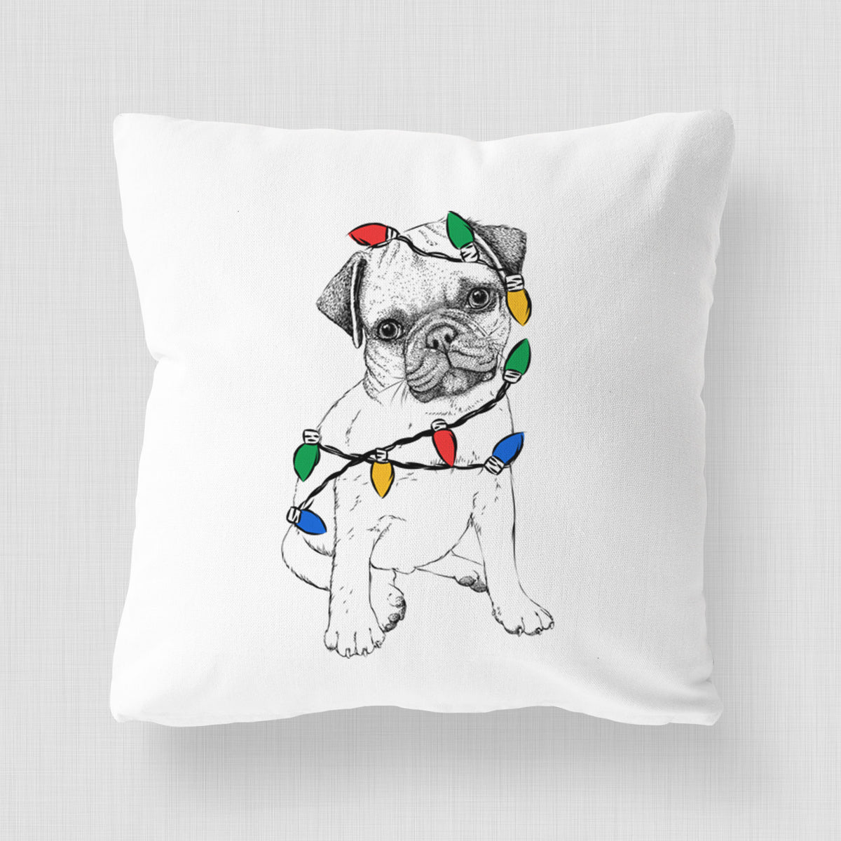 Nelson the Pug Puppy - Throw Pillow Cover