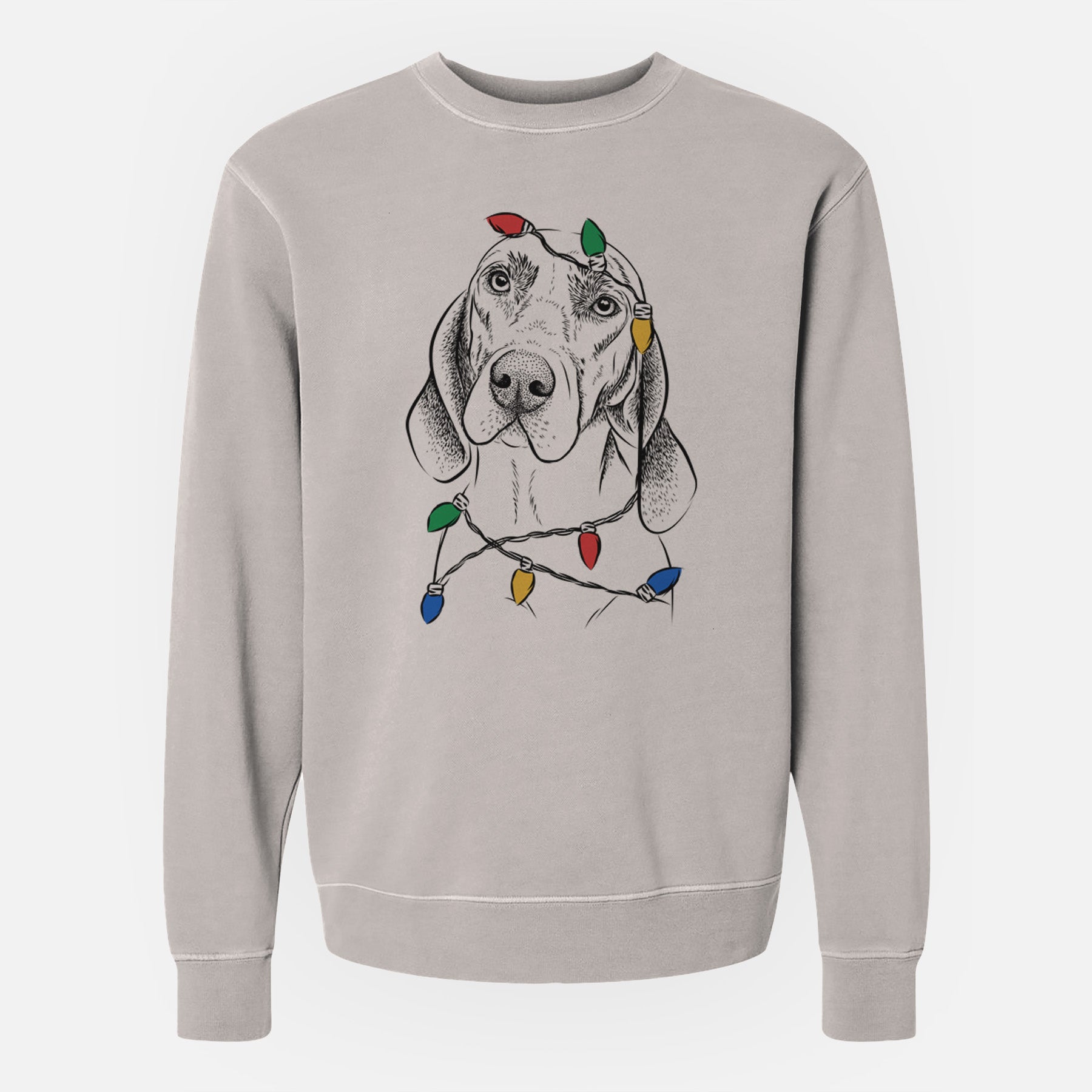 Christmas Lights Norman the Plott Hound - Unisex Pigment Dyed Crew Sweatshirt