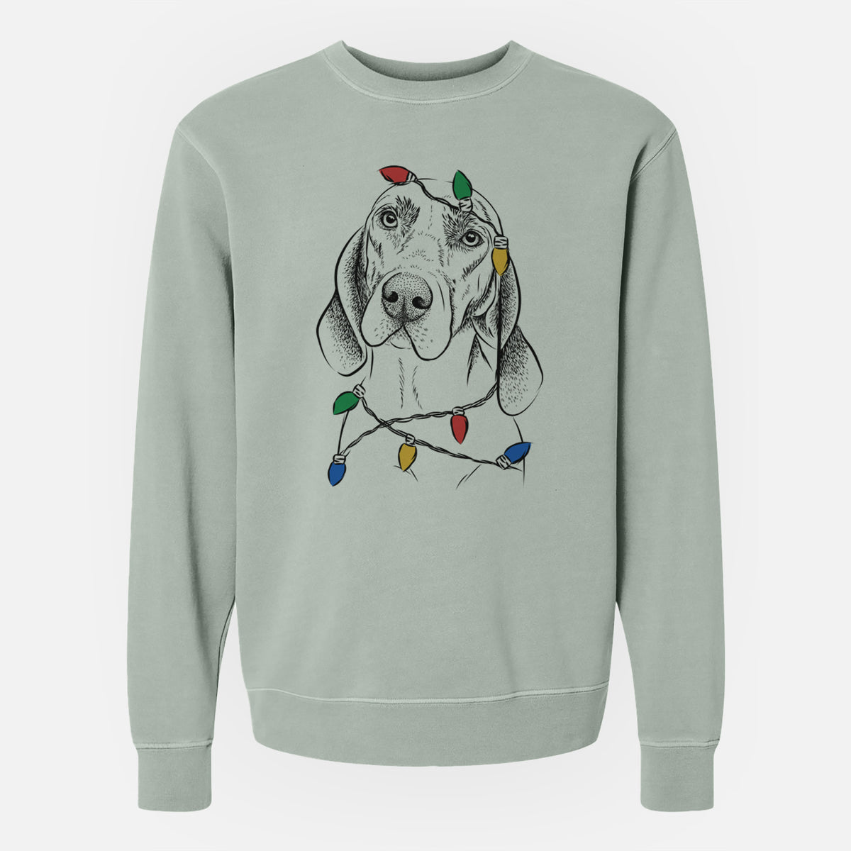 Christmas Lights Norman the Plott Hound - Unisex Pigment Dyed Crew Sweatshirt