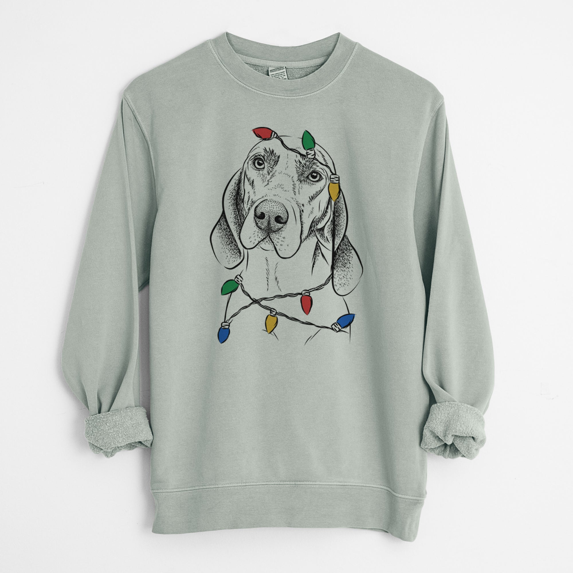 Christmas Lights Norman the Plott Hound - Unisex Pigment Dyed Crew Sweatshirt