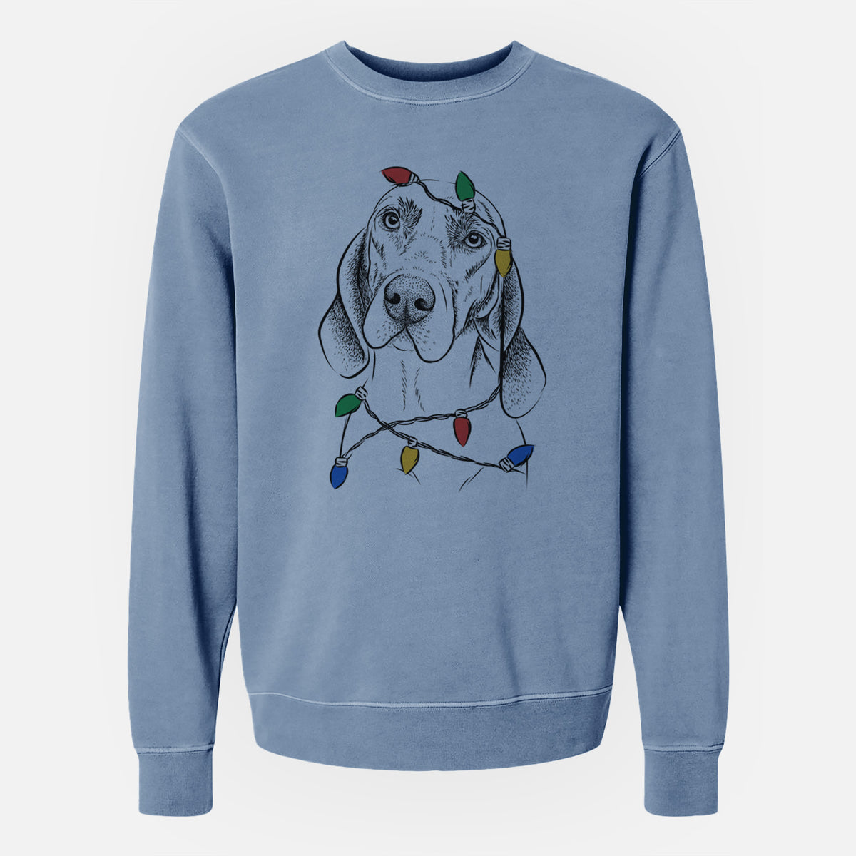 Christmas Lights Norman the Plott Hound - Unisex Pigment Dyed Crew Sweatshirt