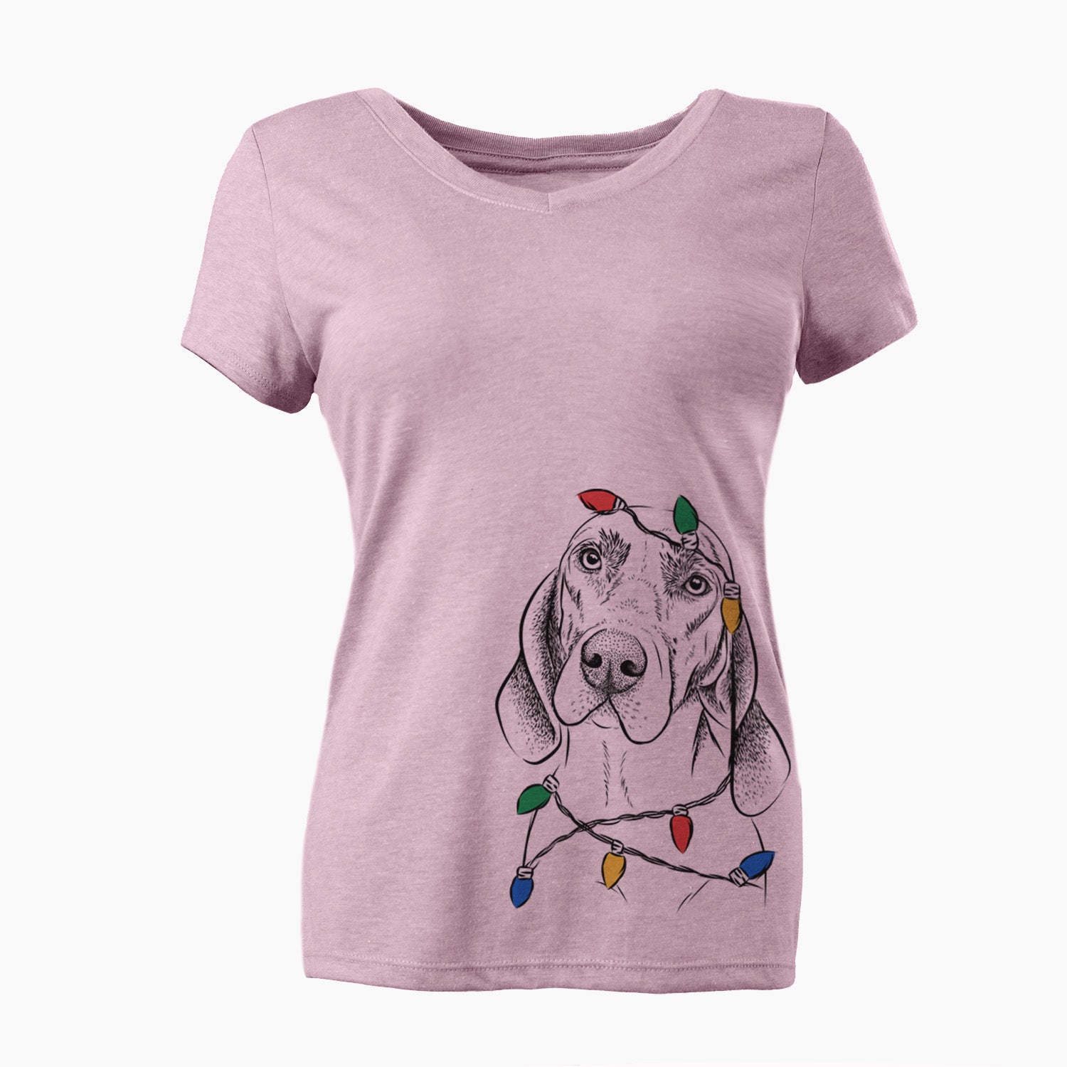 Christmas Lights Norman the Plott Hound - Women's Perfect V-neck Shirt