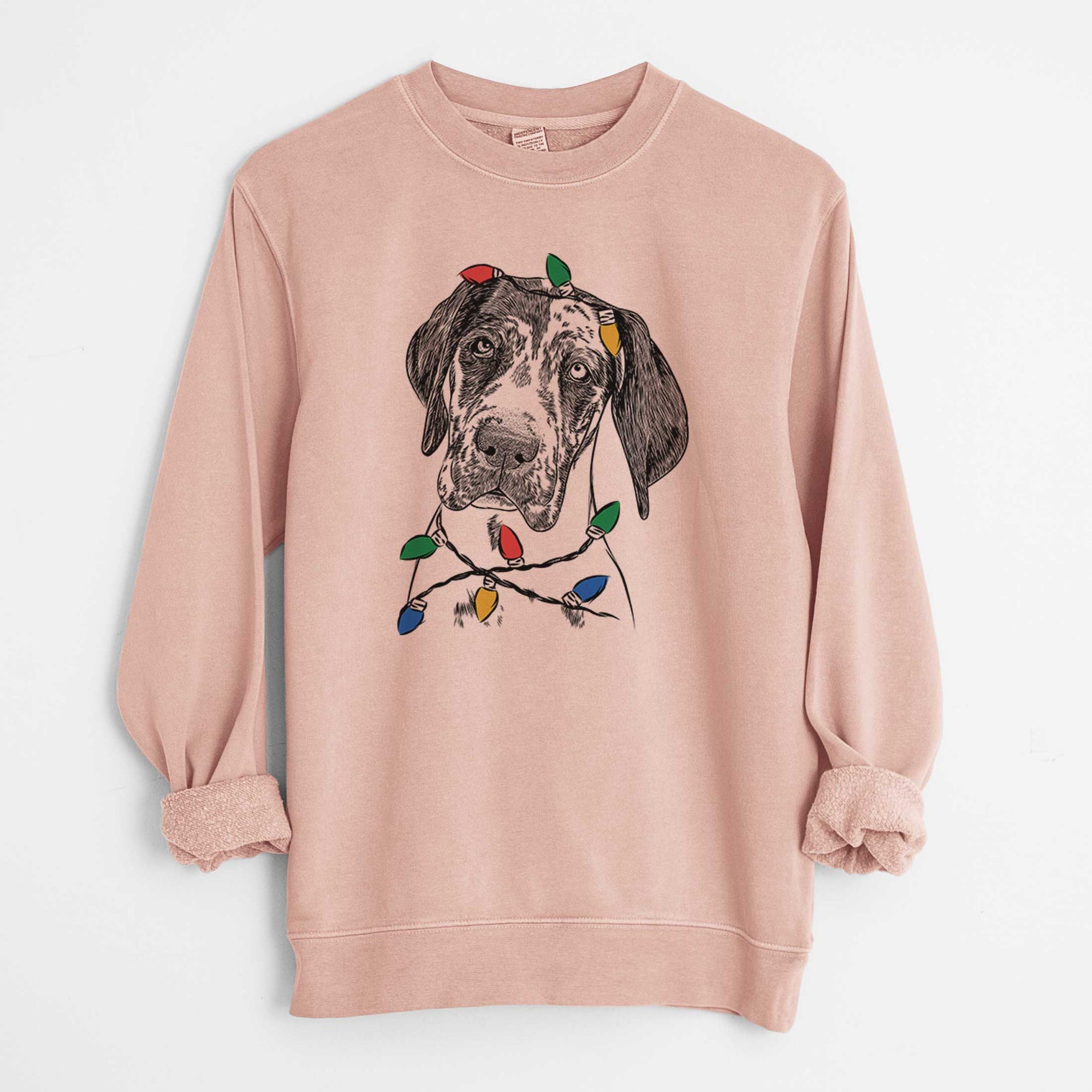 Christmas Lights Nyx the Great Dane - Unisex Pigment Dyed Crew Sweatshirt