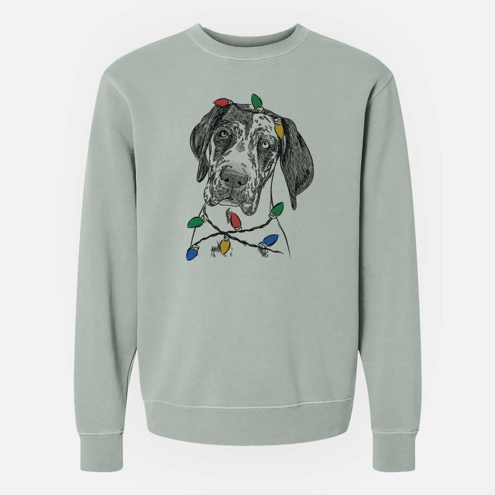 Christmas Lights Nyx the Great Dane - Unisex Pigment Dyed Crew Sweatshirt