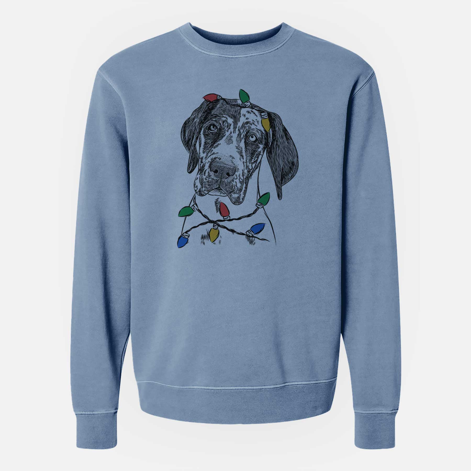 Christmas Lights Nyx the Great Dane - Unisex Pigment Dyed Crew Sweatshirt