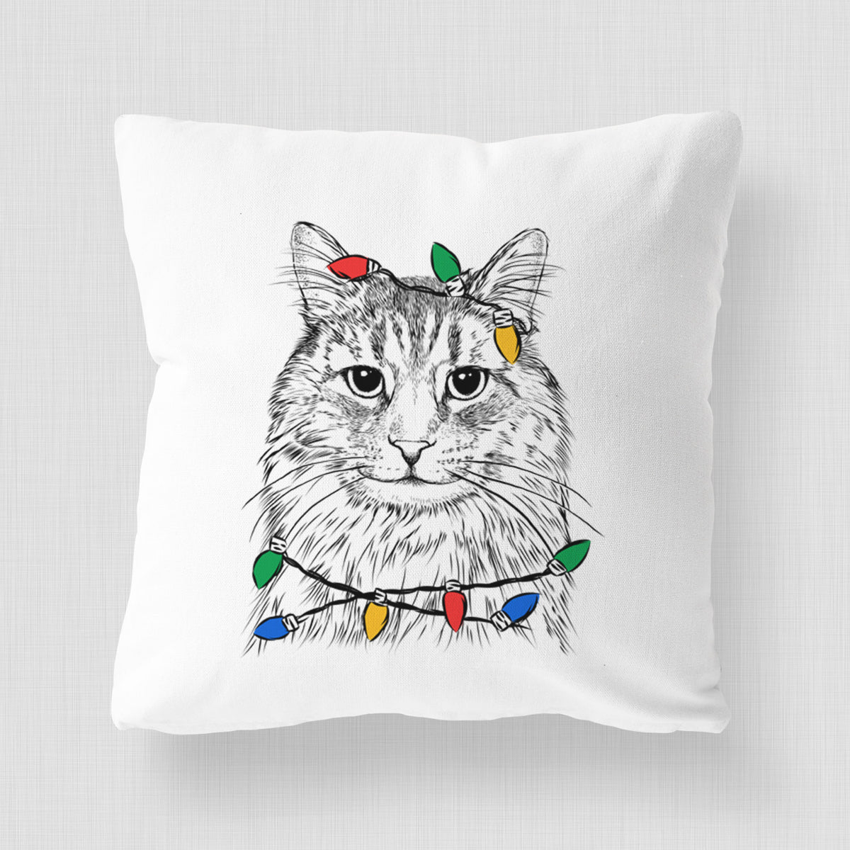 Oliver Fluff the Maine Coon Mix Cat - Throw Pillow Cover