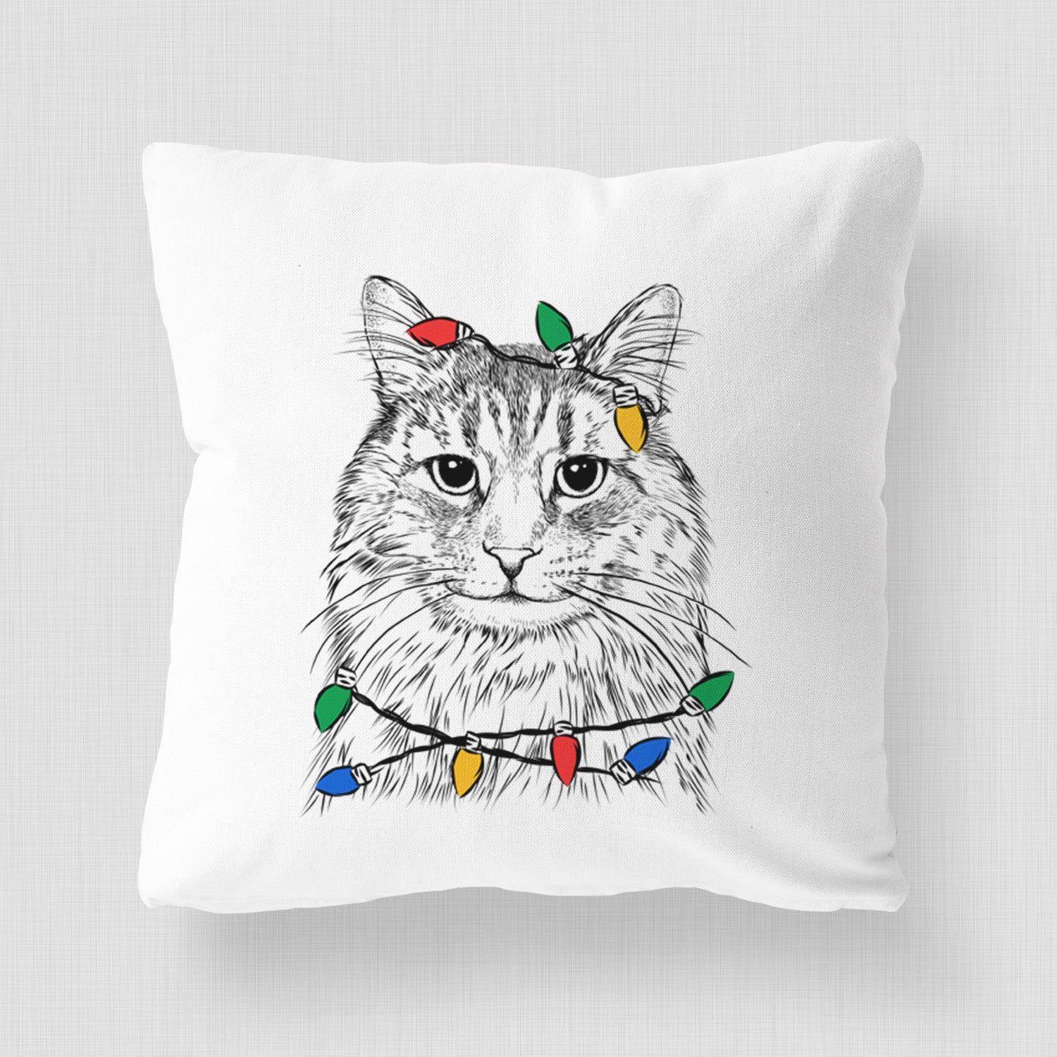 Oliver Fluff the Maine Coon Mix Cat - Throw Pillow Cover
